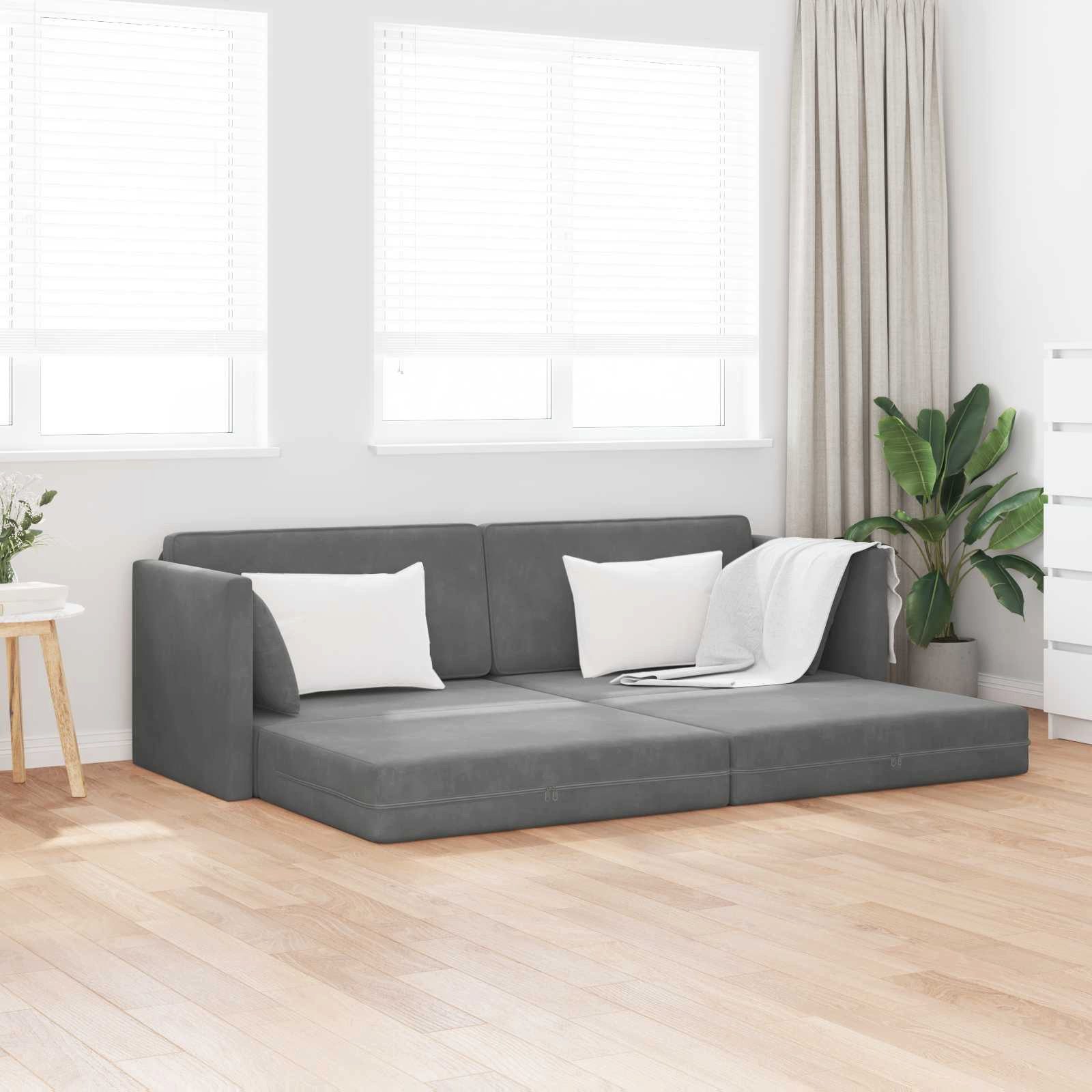 vidaXL Bett Boden-Sofa-Bett Dunkelgrau 213 x 70 x 77 cm Samt (1-tlg)