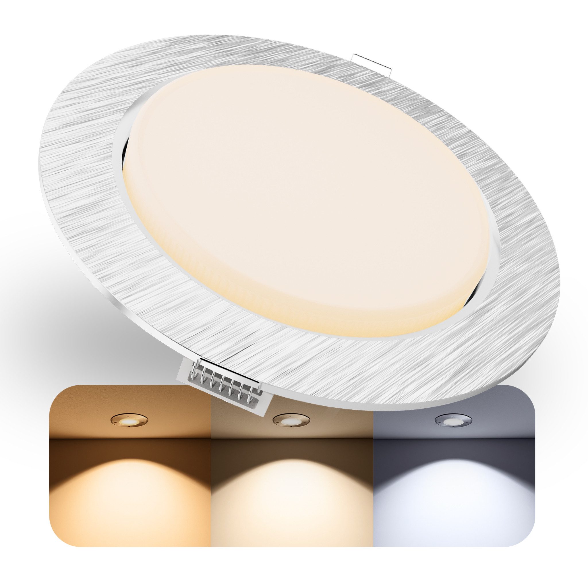 SSC-LUXon LED Einbaustrahler RX-3 LED Einbaustrahler Alu mit GX53 LED dimmbar 6W 3 Lichtfarben Spot, Tageslichtweiß, Warmweiß, Neutralweiß