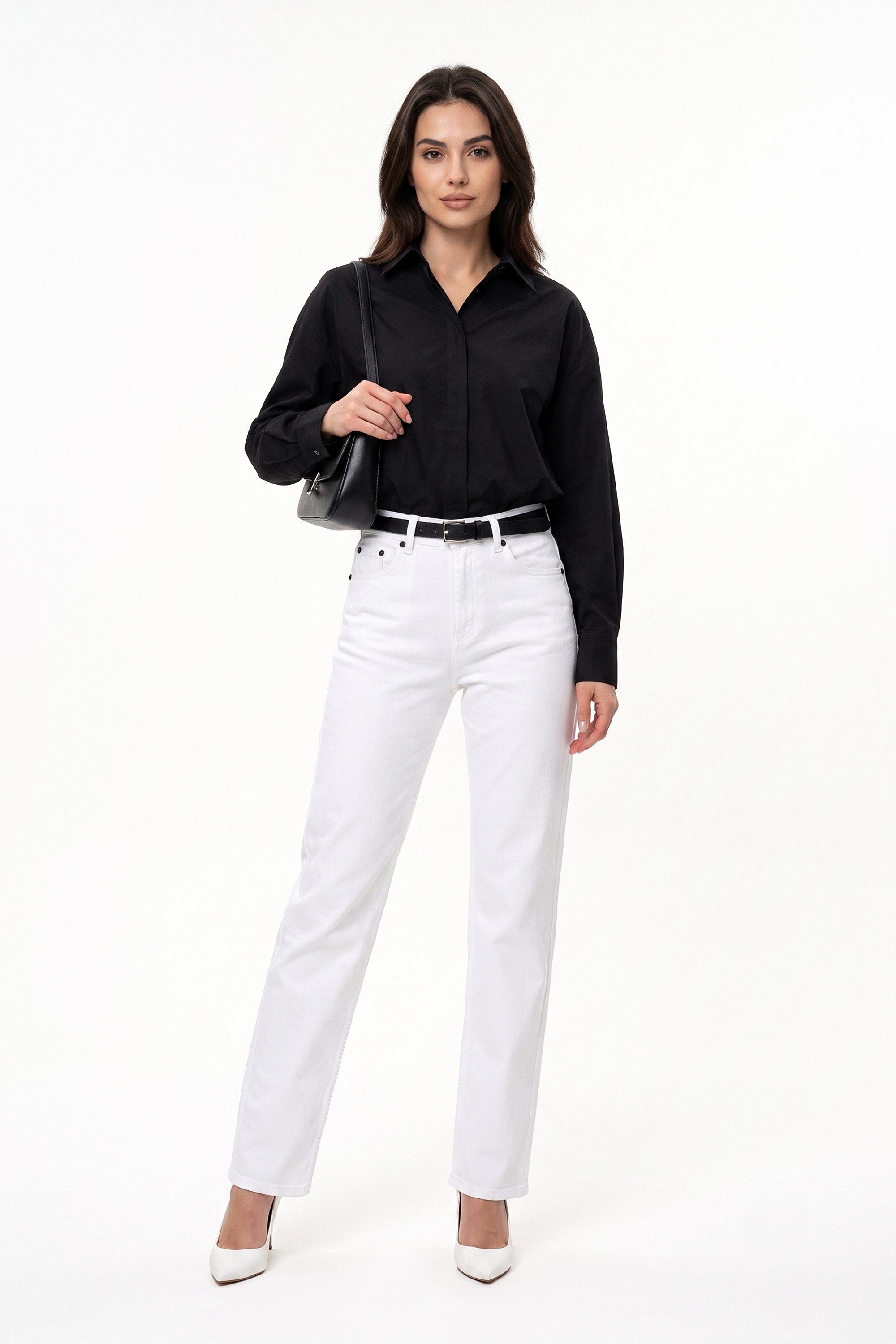 ESRA Regular-fit-Jeans Damen Jeans Straight Leg Stretch Jeans Damen Gerades Bein Jeanshose Straight Jeans Damen Geradeschnitt High Waist Jeanshose bis Übergröße – Bild 3 von 5