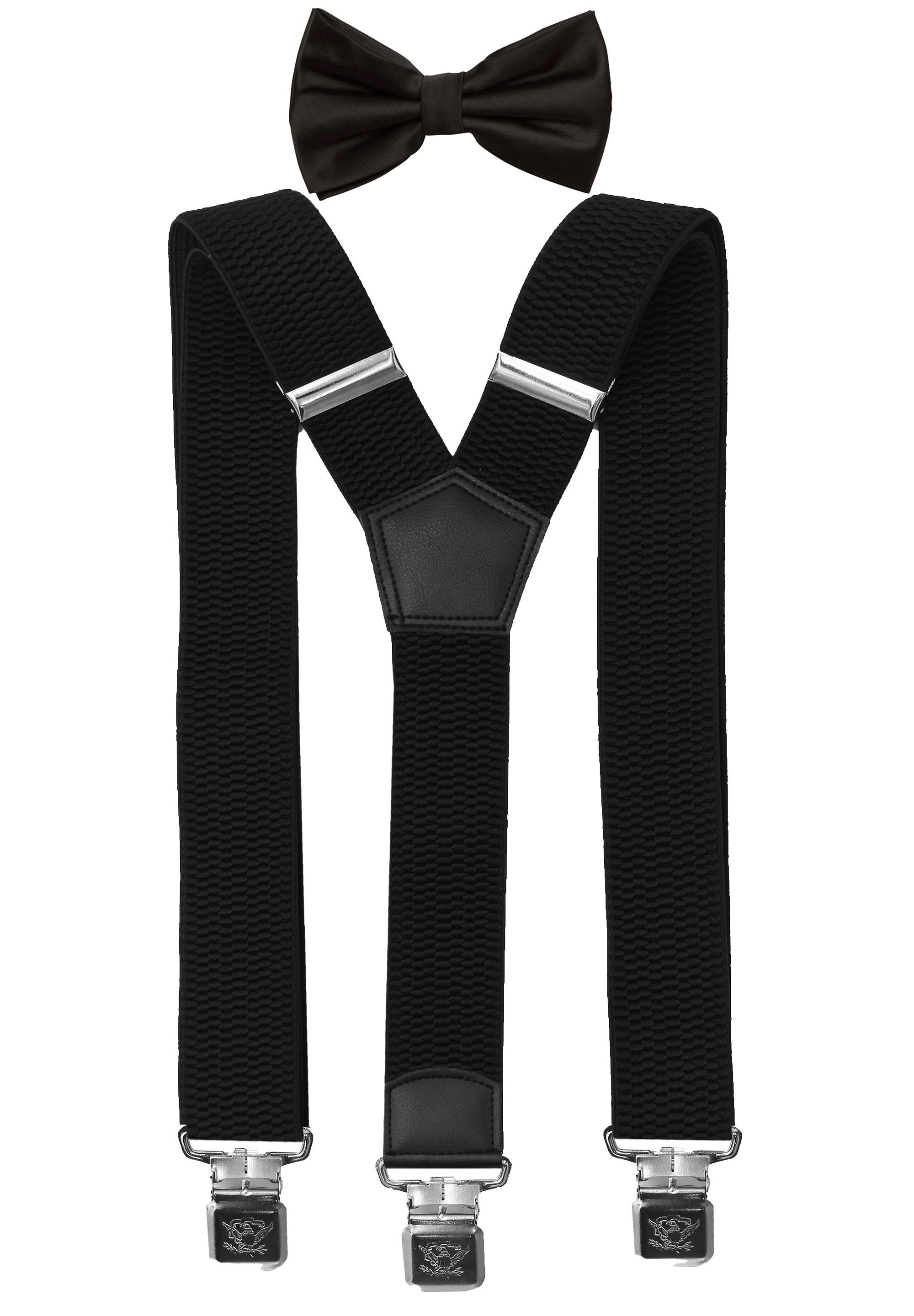 Fabio Farini Hosenträger mit passender Fliege als Set 4cm Y-Form für Herren günstig online kaufen