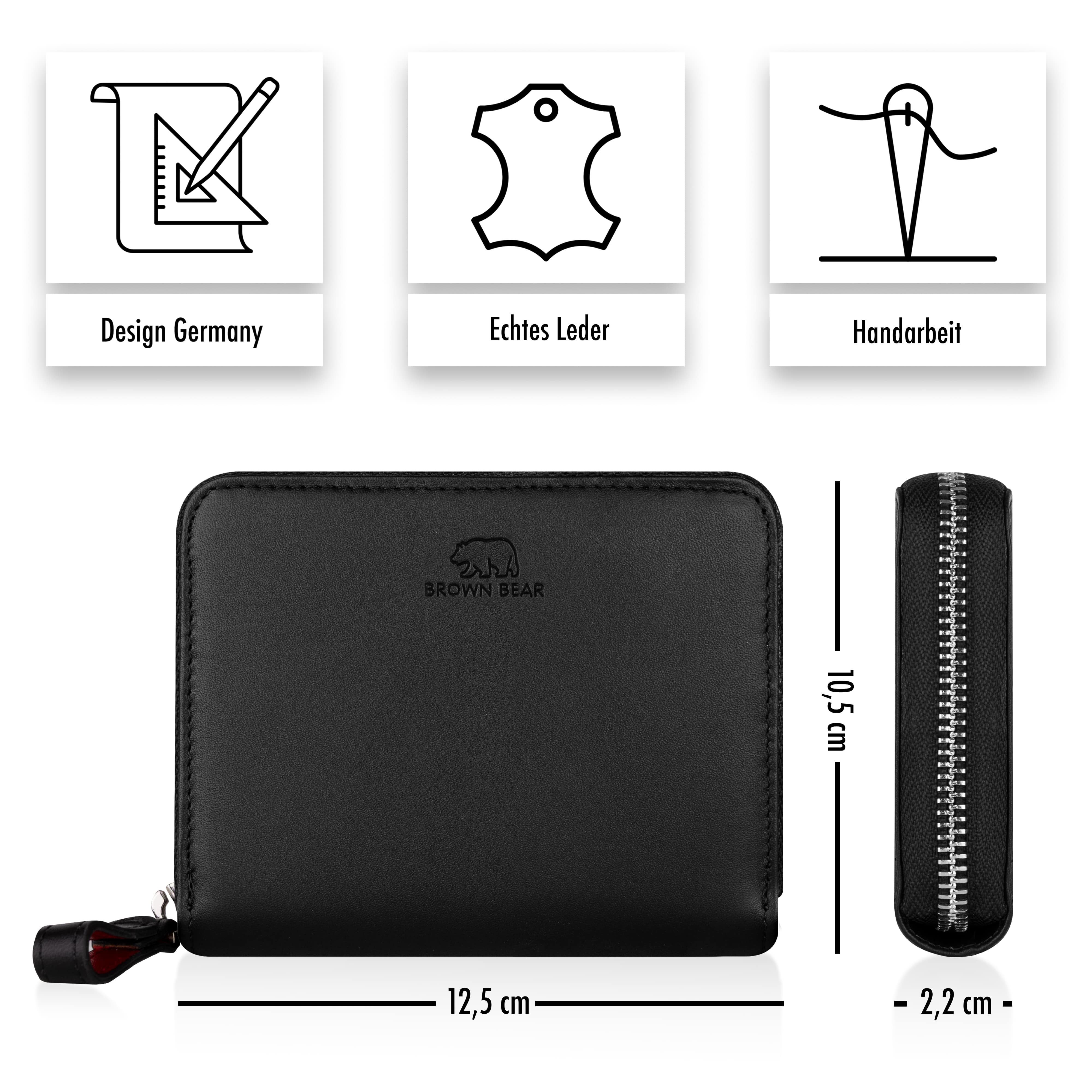 Brown Bear Geldbörse Pia aus Echtleder mit umlaufendem Reißverschluss, für günstig online kaufen