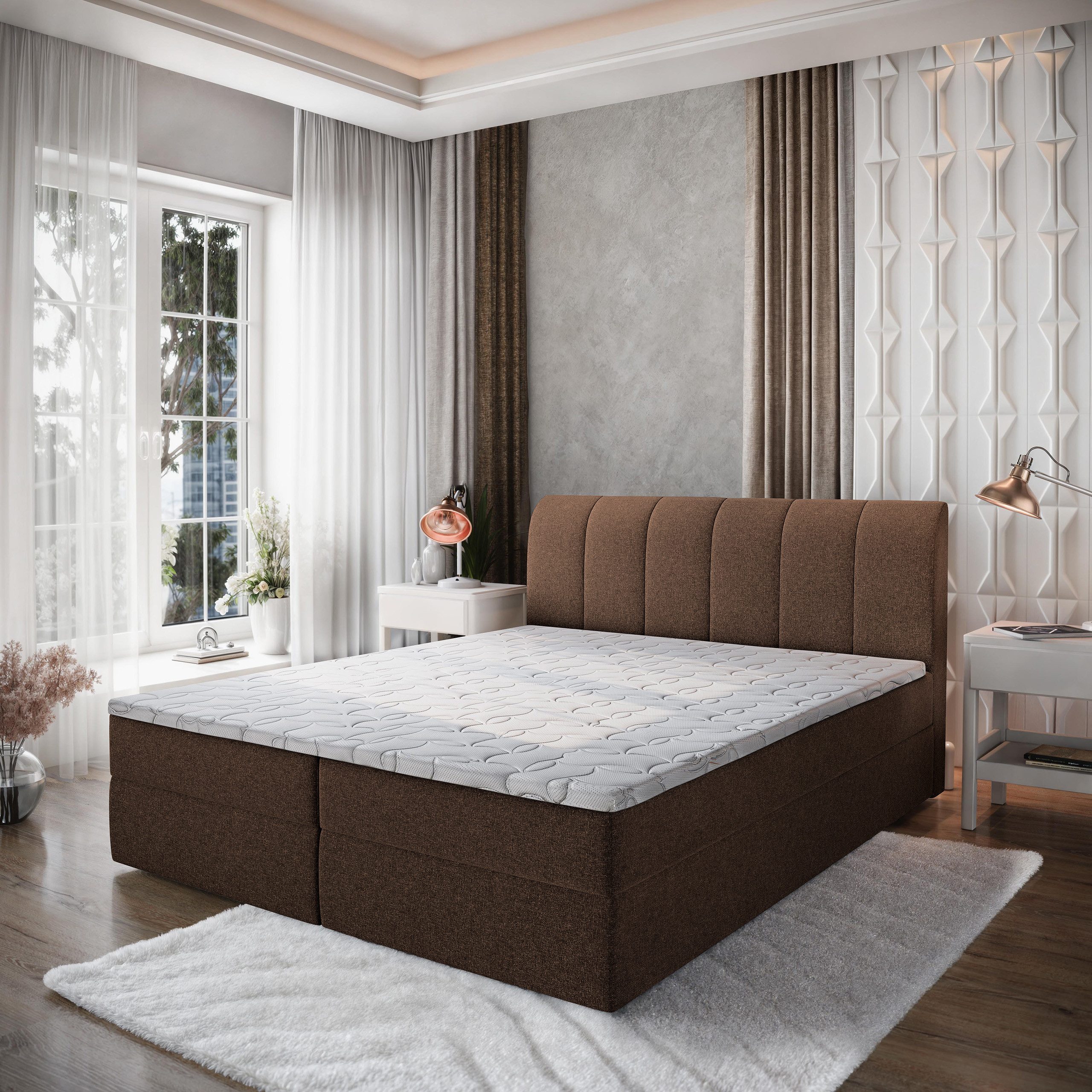 Masseno Boxbett CEVANO 140x200 cm mit Bonell Matratze und Topper