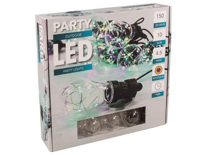 HIT Trading LED Dekolicht Party Outdoor LED Lichterkette bunt 10 Glühbirnen Partylichterkette Pa