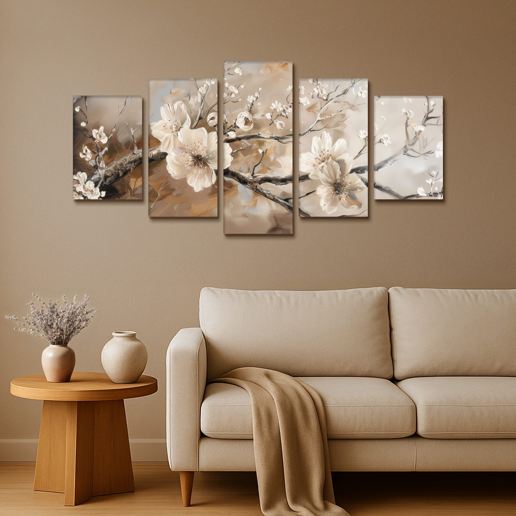 MuchoWow Leinwandbild Blüte - Beige - günstig online kaufen