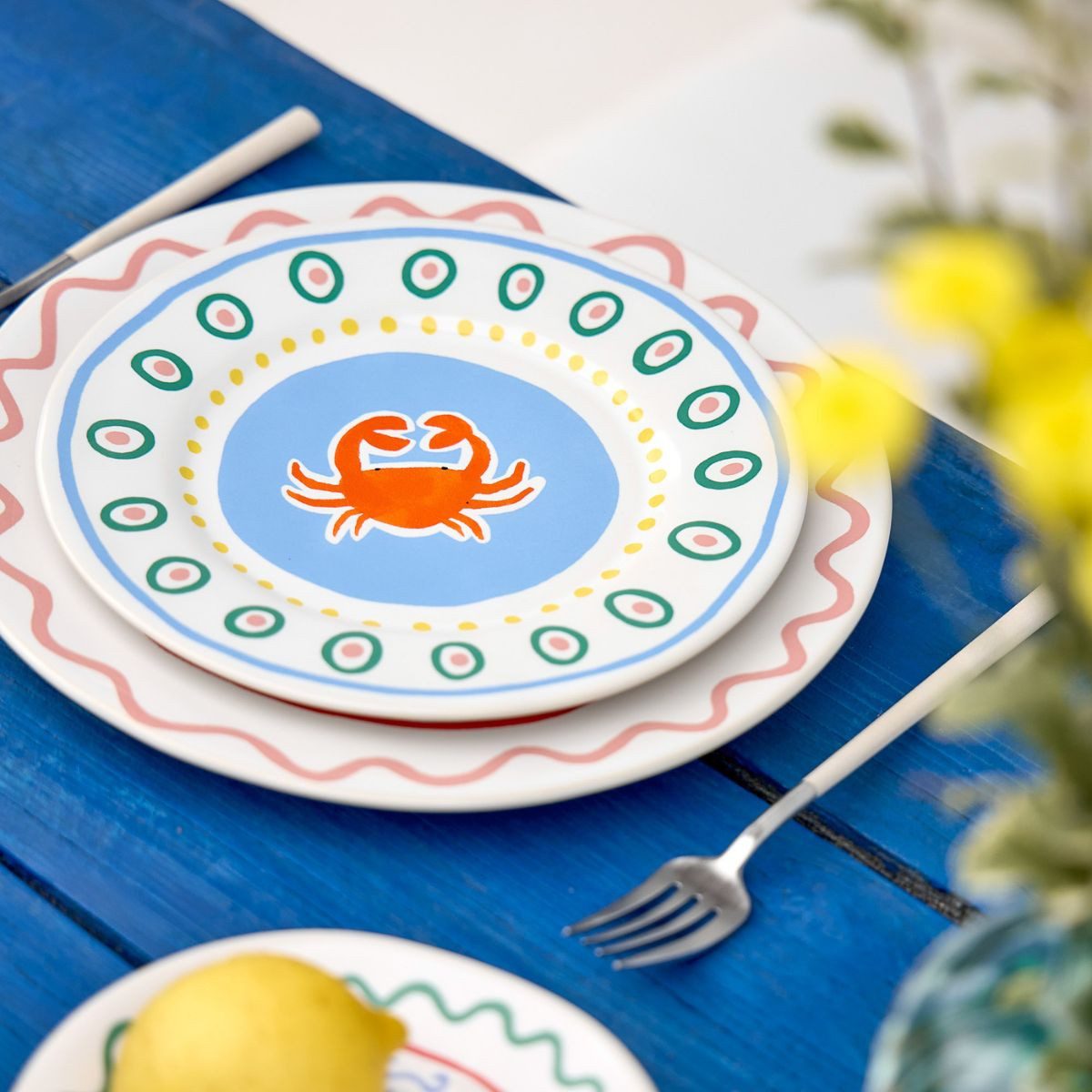 Costa Nova Frühstücksteller Summer Bliss, Crab White, 22 cm, Costa Nova, (1 St), Ø ca. 22,1 cm, Höhe ca. 1,6 cm