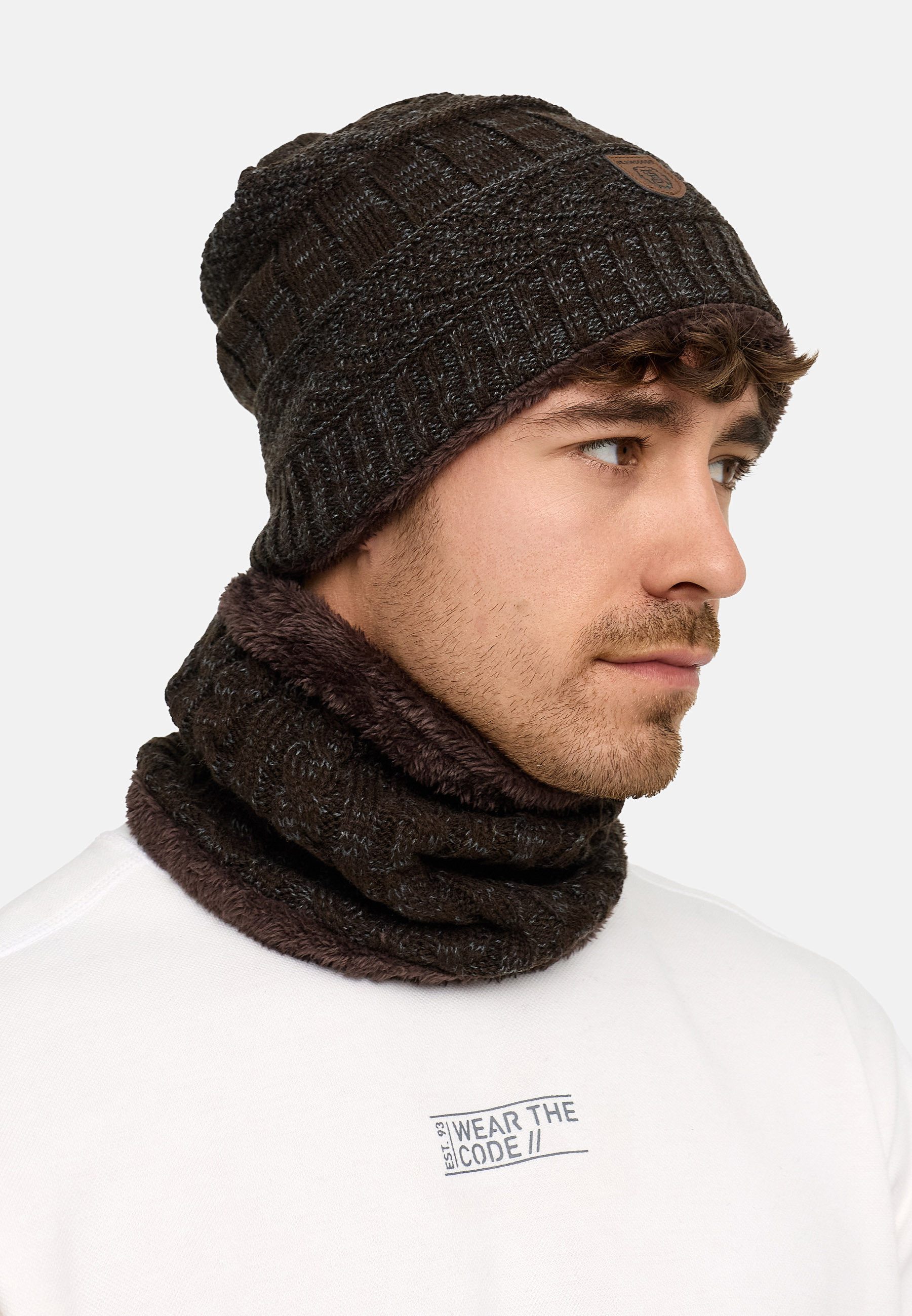 Indicode Strickmütze Herren Siracusa Strickmütze Herrenmütze Set (2-St) Set aus Mütze & Schal