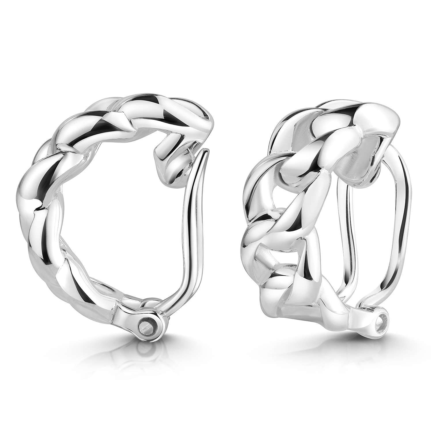 Materia Ohrclip-Set Panzerkette-Optik Ohrclips 925 Silber SO-23, 925 Sterling Silber