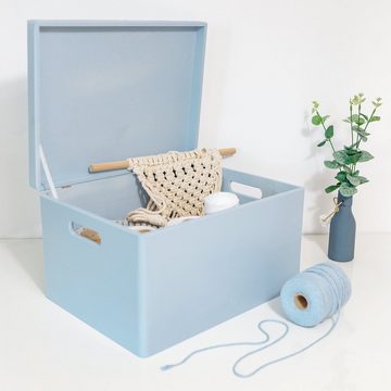 Creative Deco Holzkiste mit Deckel XXL groß 40x30x24 cm Erinnerungsbox Baby Holzbox, mit Griffen, Scharnieren