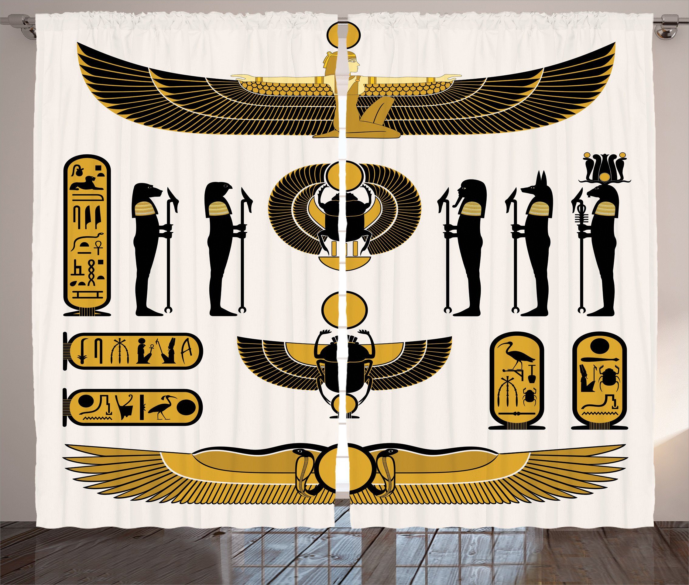 mythische und Kräuselband mit Schlafzimmer Geist Haken, Gardine Vorhang ägyptisch Schlaufen Abakuhaus,