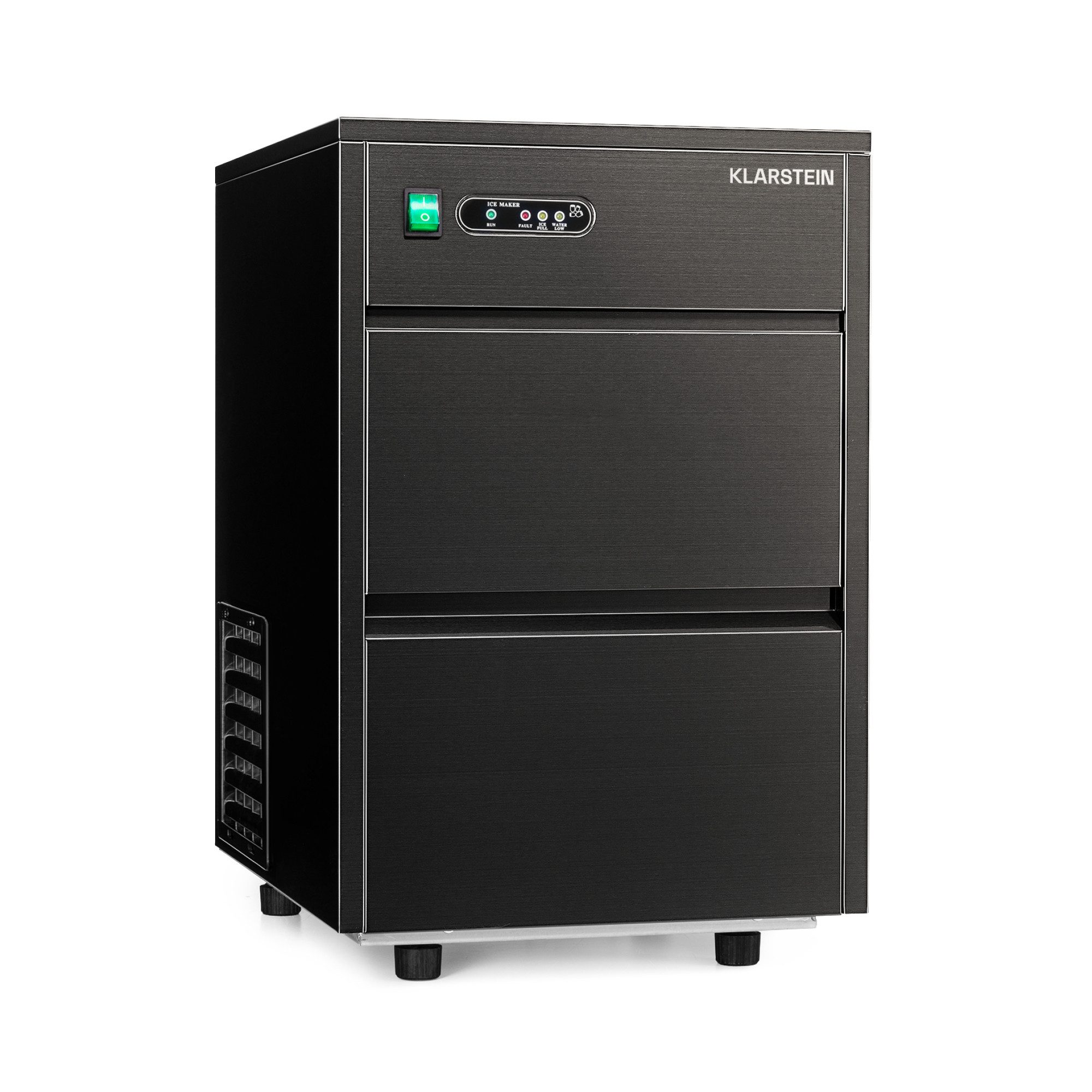 Klarstein Eiswürfelmaschine Powericer XL Eismaschine 20 kg/24h 145W Bulleteis 3,5kg Vorrat 1,8L, Ice Maker Eismaschine elektrisch Bullet-Eis 1,8L mit LED