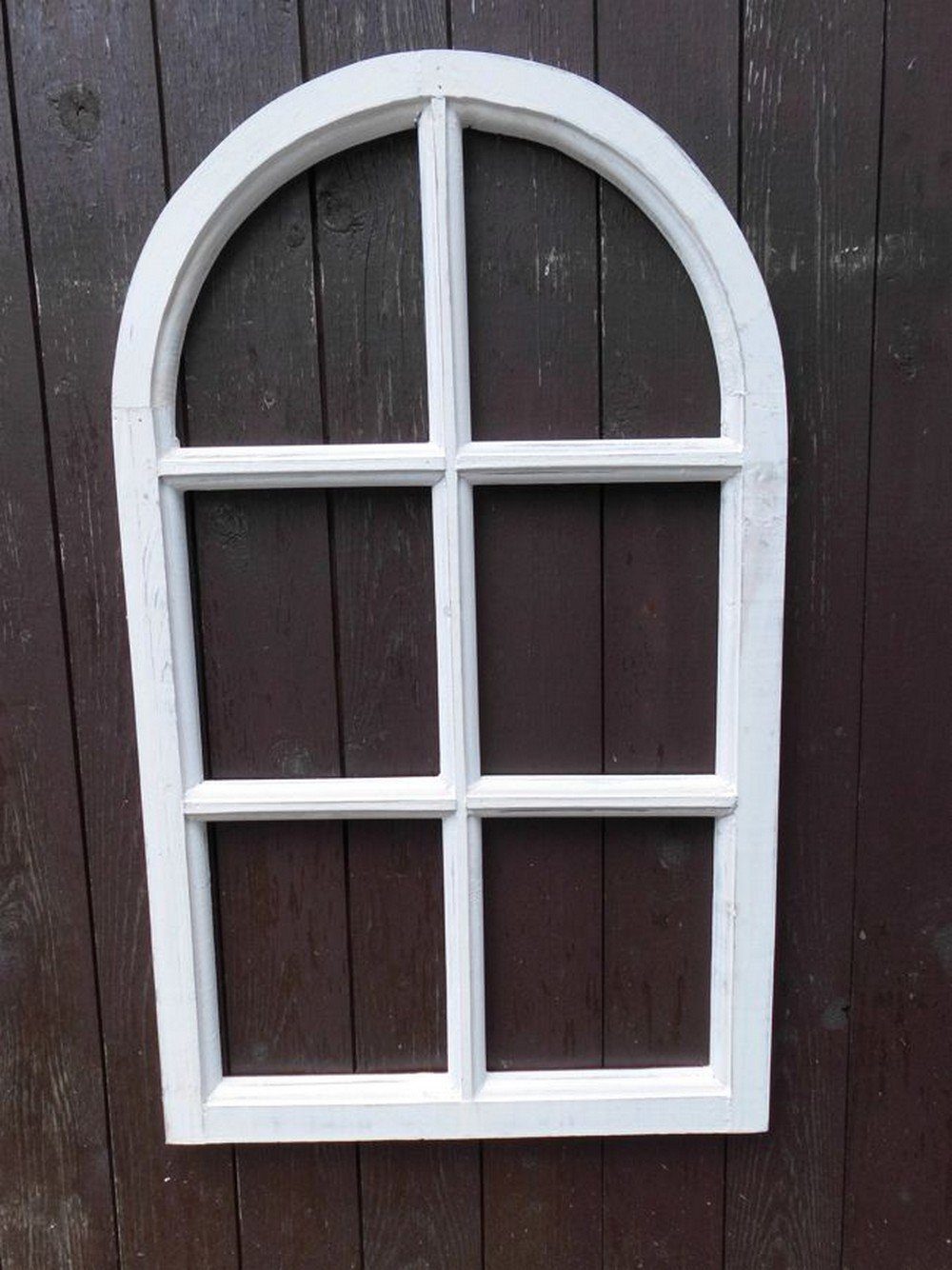Sprossenfenster Deko-Impression halbrund Fenster Wanddekoobjekt Wanddeko weiss Holz St) Bilderrahmen (1 70cm