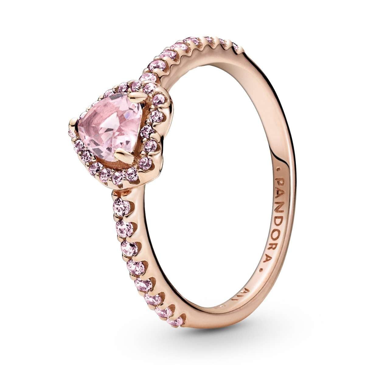 Pandora Fingerring 188421C04, für Damen-Ring Erhabenes Herz Rosé