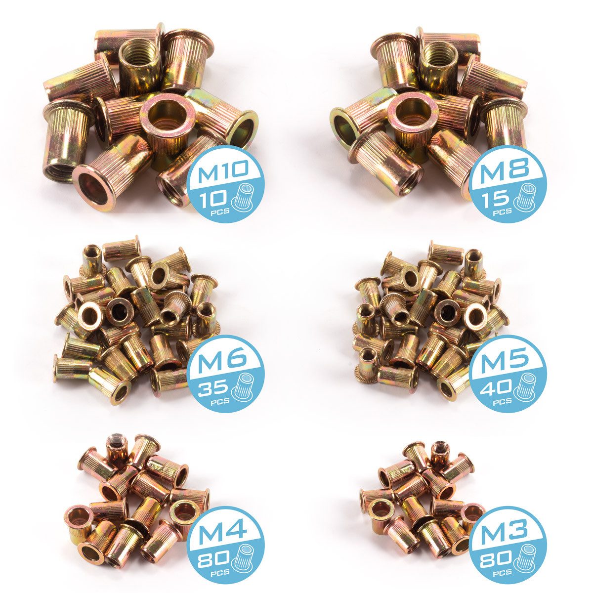 STAHLWERK Blindniete Nietmuttern Set 500-teilig Gewindenieten, (Set, 1 St), mit praktischen Koffer