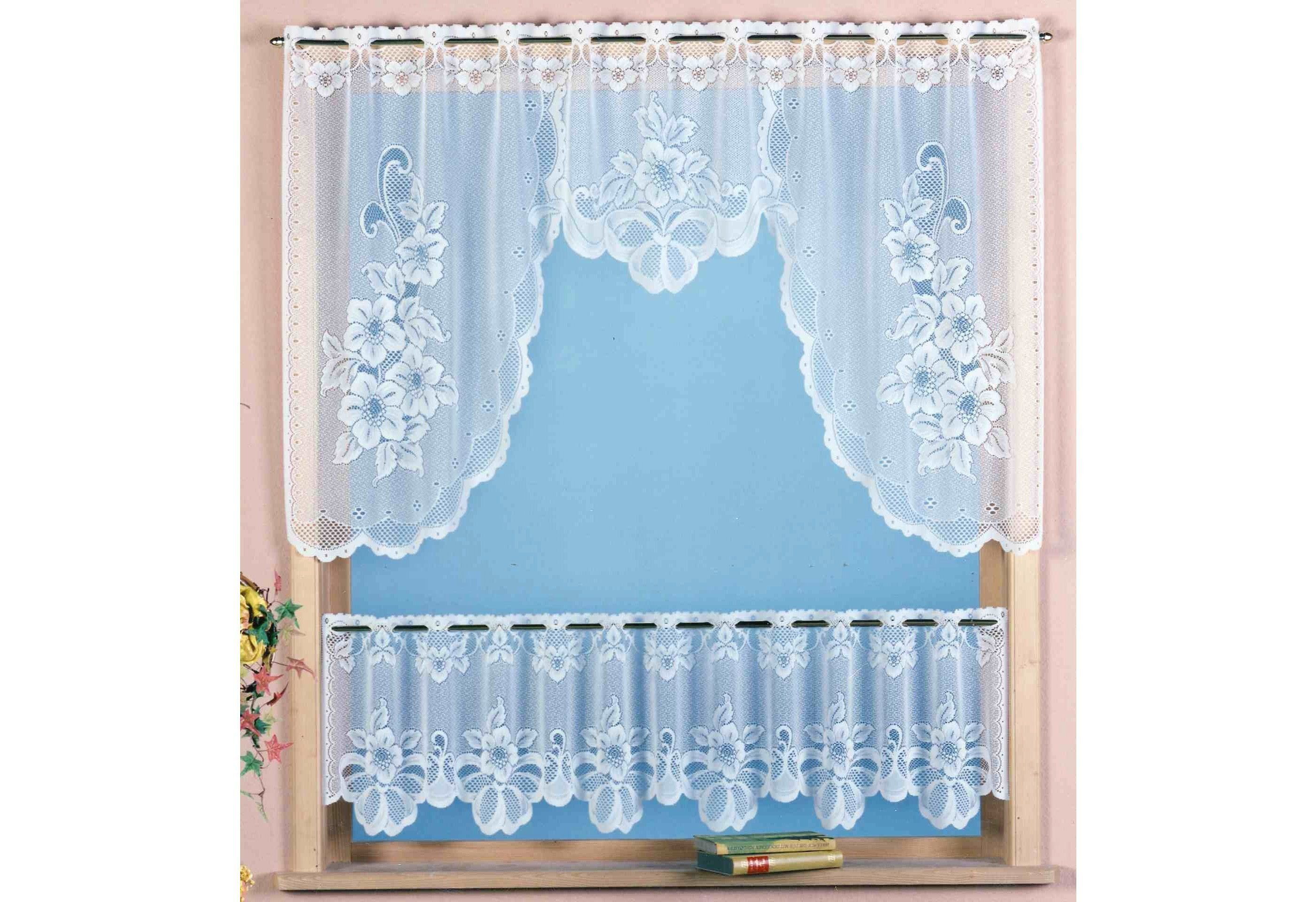 Weckbrodt Scheibengardine Provance (2 St), Stangendurchzug, halbtransparent, Jacquard, Bistro, Jacquard, floral, geblümt, 2teiliges Set, Gardine, Store