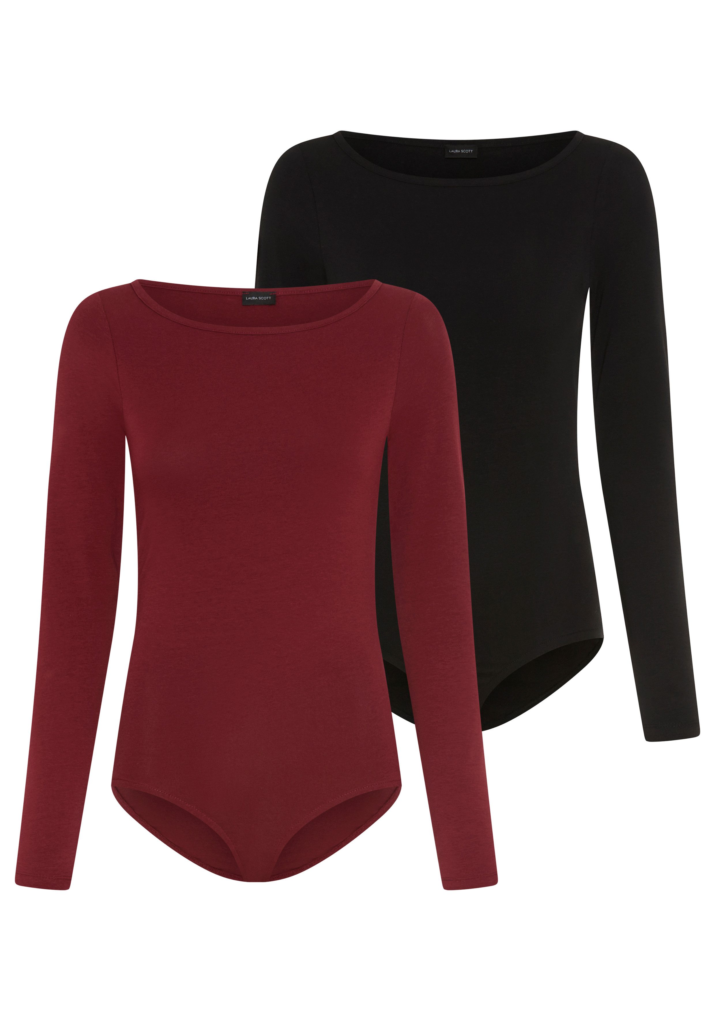 Laura Scott Body miu U-Boot Ausschnitt (Packung, 2er-Pack) im Sparset, langärmlig, figurbetont, Baumwollmischung. Reduzierter Preis € 33,99. Unverbindliche Preisempfehlung € 39,99, (€ 33,99 pro 1 Stk)
