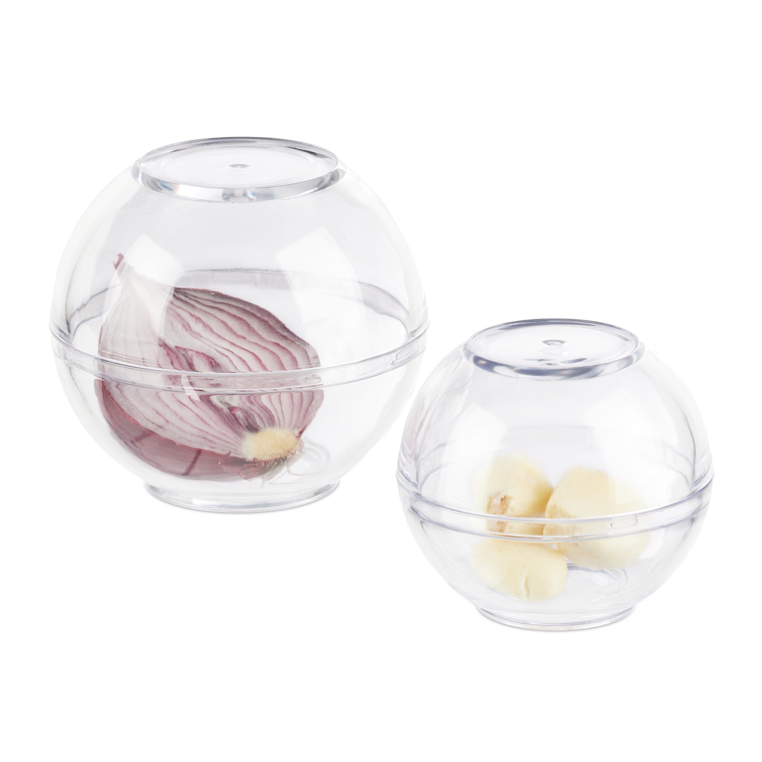 relaxdays Aufbewahrungsbecher Zwiebeldose transparent 2er Set, Kunststoff