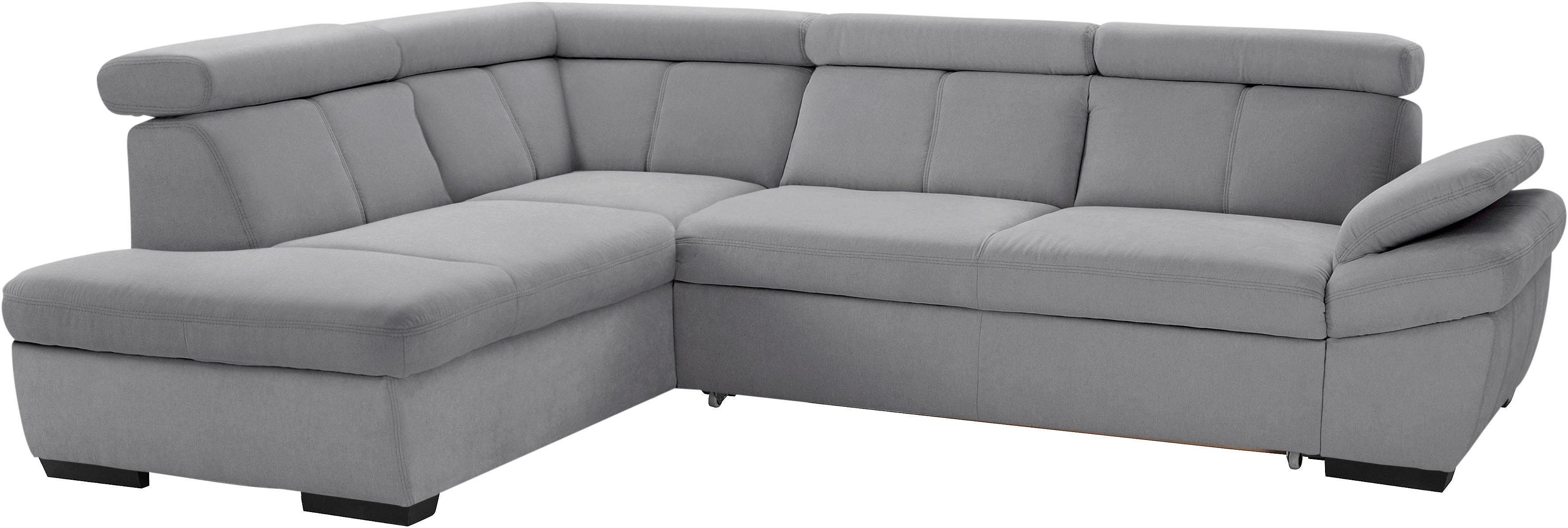 exxpo - sofa fashion Ecksofa Salerno, klassisch modernes Funktionssofa, hoher Sitzkomfort, L-Form, inkl. Kopf- und Armteilverstellung, wahlweise mit Bettfunktion