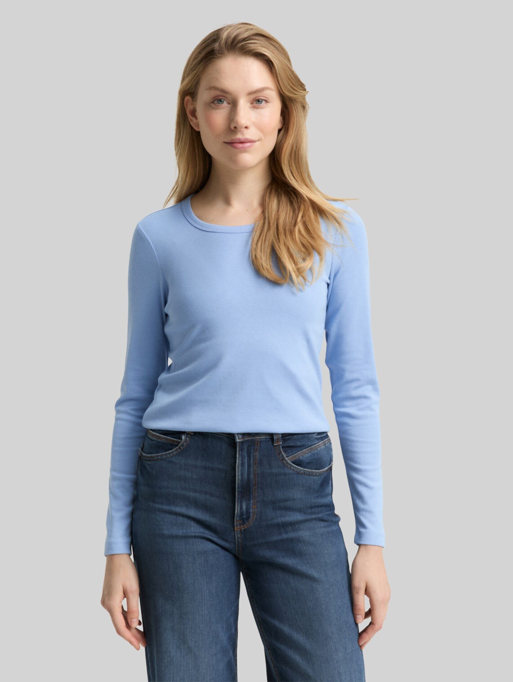 TOM TAILOR Langarmshirt T-Shirt Basic Slim Fit Langarmshirt