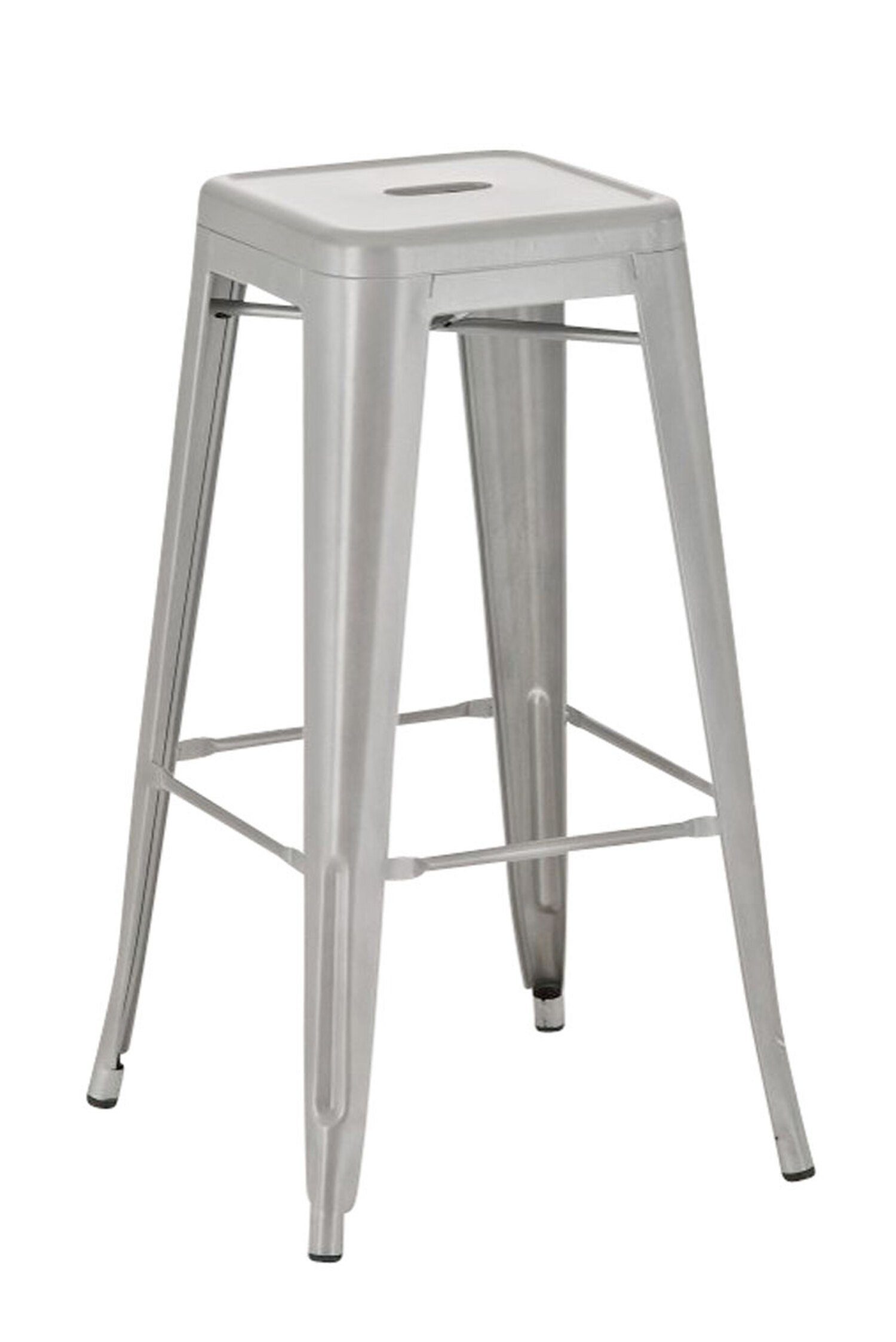 Joshua - & TPFLiving Barhocker Silber Theke Metall Sitzfläche: - Metall Küche), 2 für St., Fußstütze Silber Gestell (Set, Hocker angenehmer mit