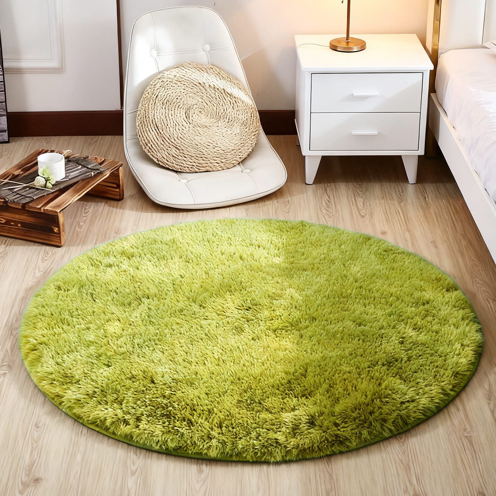BlingBin Teppich Rund Wohnzimmerm Hochflor-Teppich Shaggy Bettvorleger, Rund, Höhe: 35 mm, Modernes Weicher Teppich für Schlafzimmer Oder Kinderzimmer
