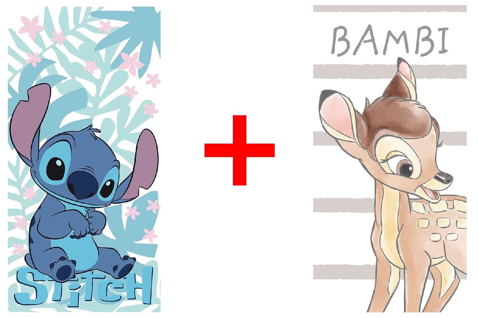 Disney Handtücher Disney Handtücher 2er-Set Alien Stitch + Bambi Badetuch 70x140 cm, Frottee