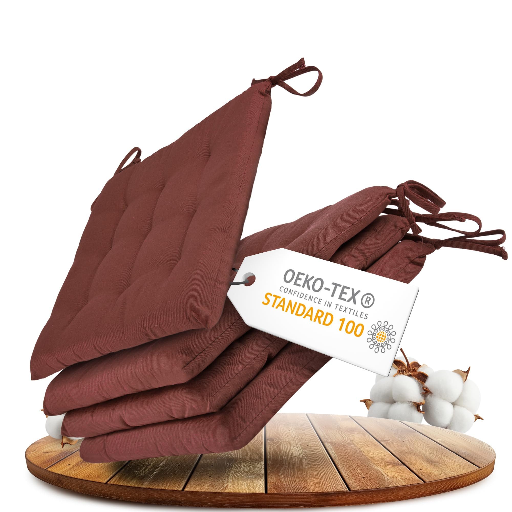 Gräfenstayn Stuhlkissen - 4er Set Sitzkissen 40×40 cm mit Haltebändern - In günstig online kaufen