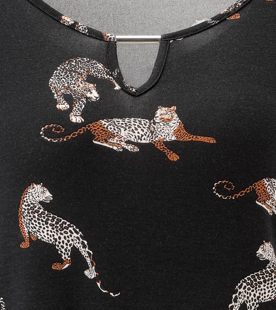 Aniston SELECTED Langarmshirt mit Cut-out und trendigen Leoparden allover