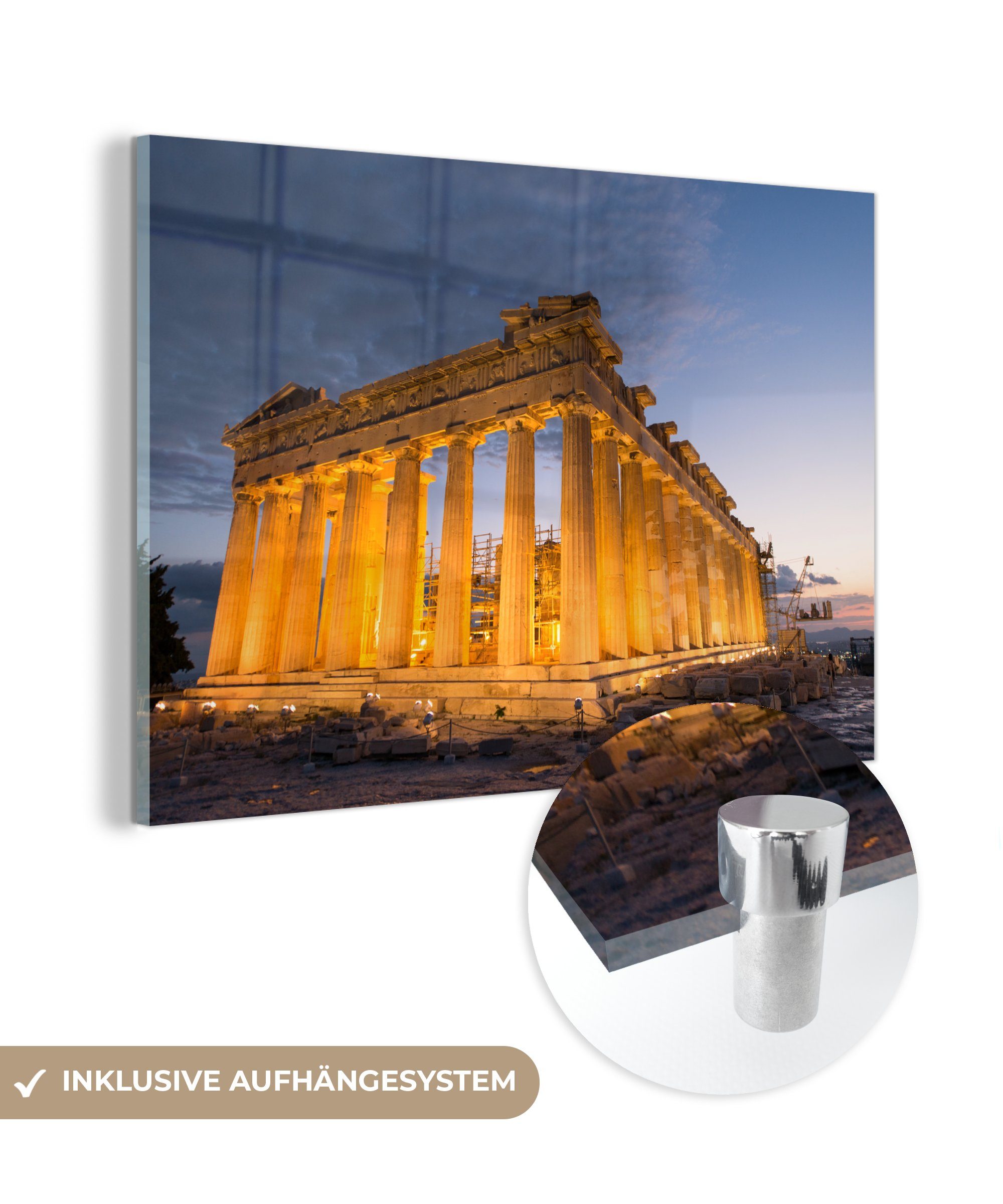 Acrylglasbilder Schlafzimmer & Der in Acrylglasbild Wohnzimmer beleuchtete St), MuchoWow Griechenland, Parthenon (1