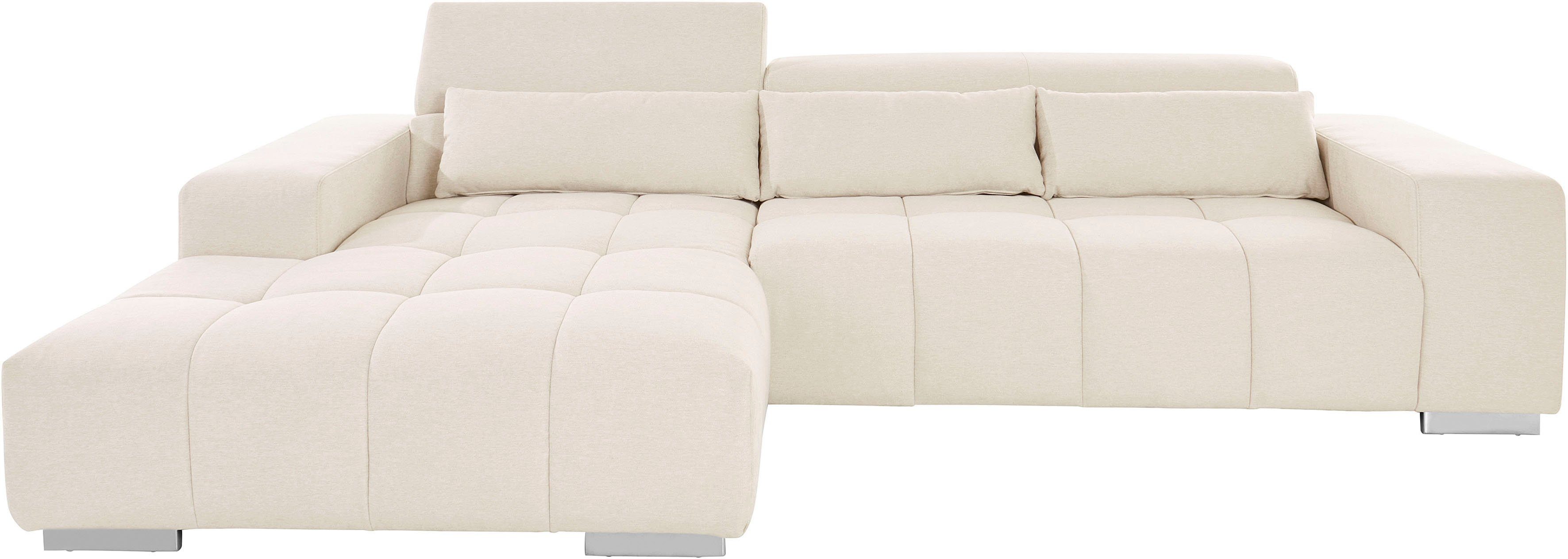COTTA Ecksofa Orion L-Form, B: 307 cm, 2x Kopfteilverstellung & 3 Nierenkissen
