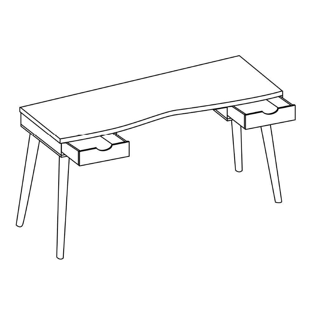 Feldmann-Wohnen Schreibtisch Simona (mit Schubladen, 1-St., Massivholz, geölte Oberfläche), 138x55x75cm Massivholz geölt Eiche Natur