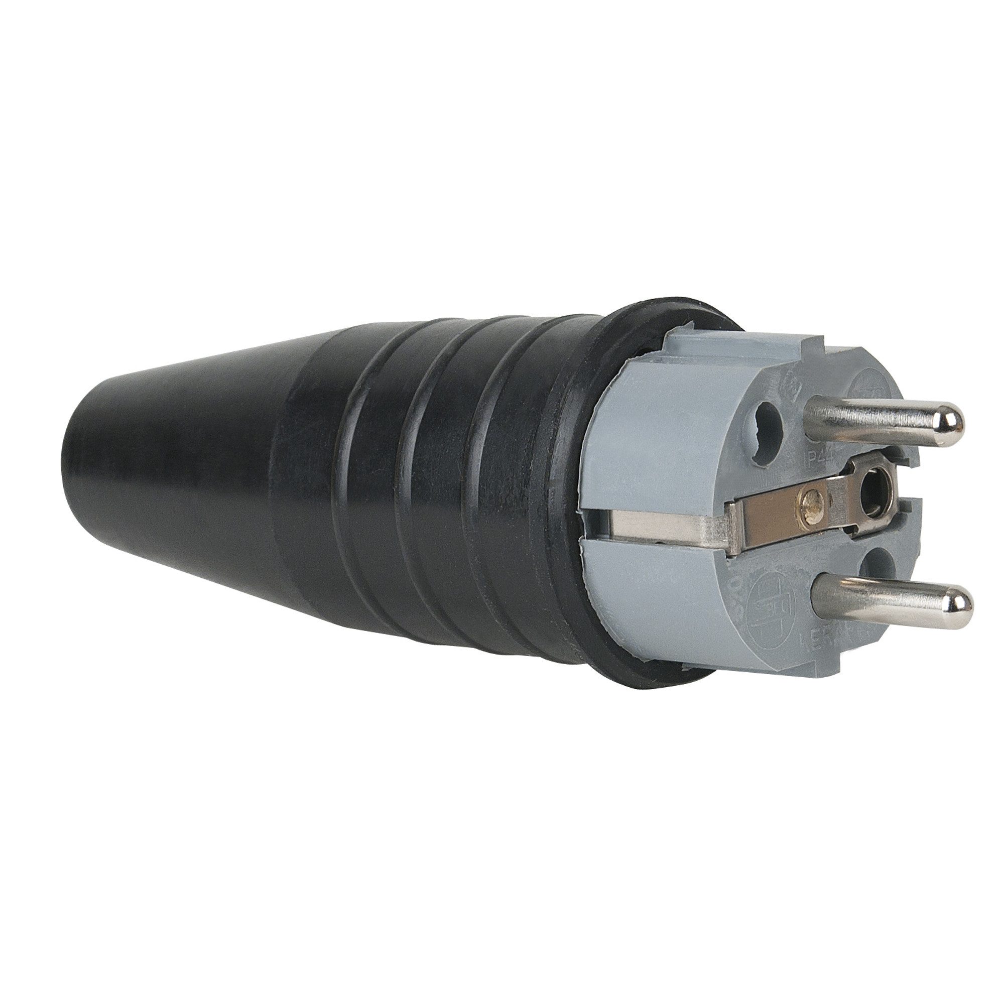 PCE Schuko-Stecker PCE Rubber Schuko Connector Male Grau - 240 V - CEE 7/VII - 16 A