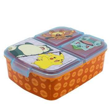 POKÉMON Lunchbox Pokemon Pikachu Kinder 2 tlg. Set 3 Kammern Brotdose, XL Alu-Flasche 530 ml