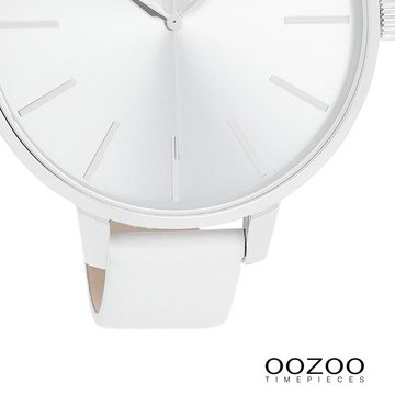 OOZOO Quarzuhr Oozoo Damen Armbanduhr Timepieces Analog, (Analoguhr), Damenuhr rund, extra groß (ca. 48mm) Lederarmband, Fashion-Style