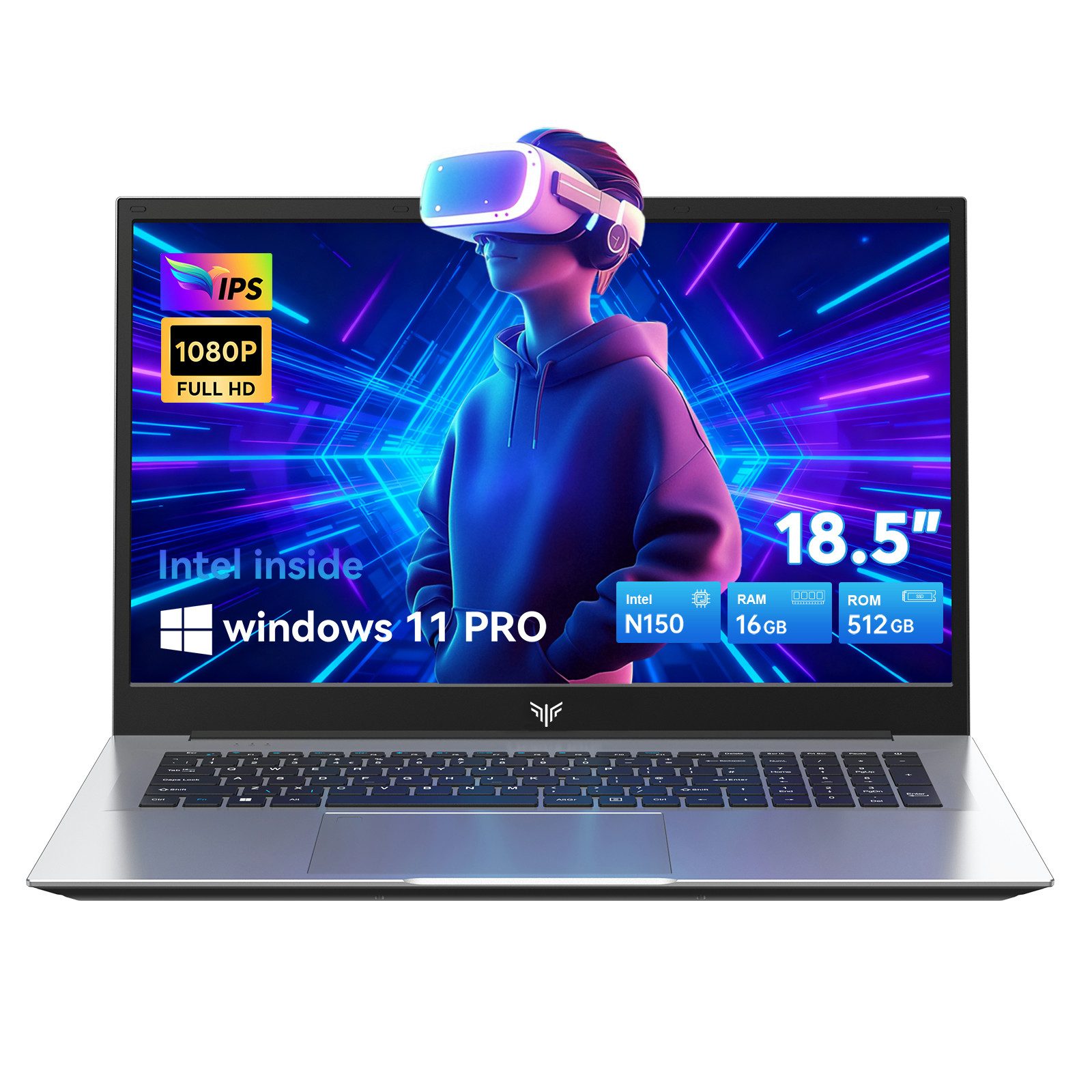 ACEMAGIC 18,5 Zoll lntel Twin Lake N150,16 GB RAM,512 GB SSD, Windows 11 Pro Notebook (42,86 cm/18,5 Zoll, Intel N150 Intel Twin Lake N150, Intel UHD Graphics, bis zu 3.6 GHz, WIFI5, Bluetooth 5.0,mit Deutscher Tastaturfolie)