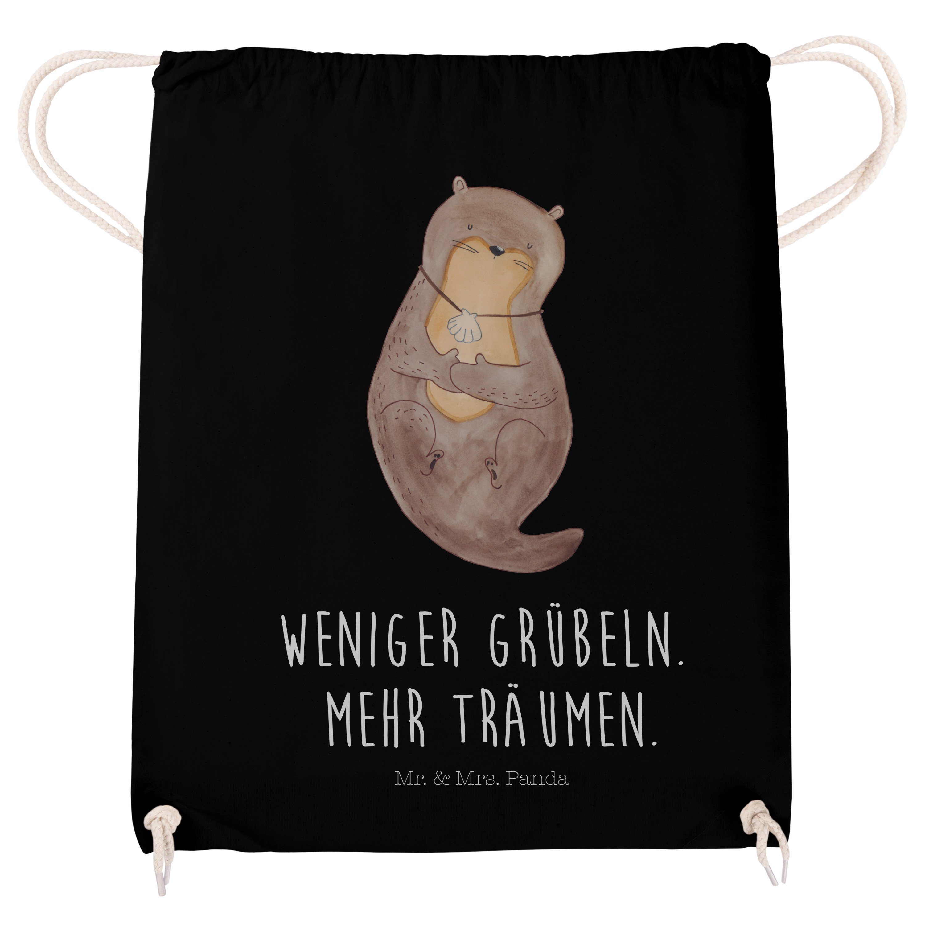Mr. träumen, Muschelmedaillon Panda Sporttasche mit & süß, - Mrs. - Otter Schwarz (1-tlg) Geschenk, Motiva