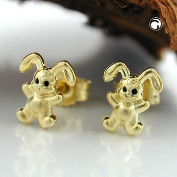 unbespielt Paar Ohrstecker Ohrringe Ohrstecker Kleiner Hase matt glänzend 9 Karat Gold 7 x 6 mm inklusive Schmuckbox, Goldschmuck für Kinder