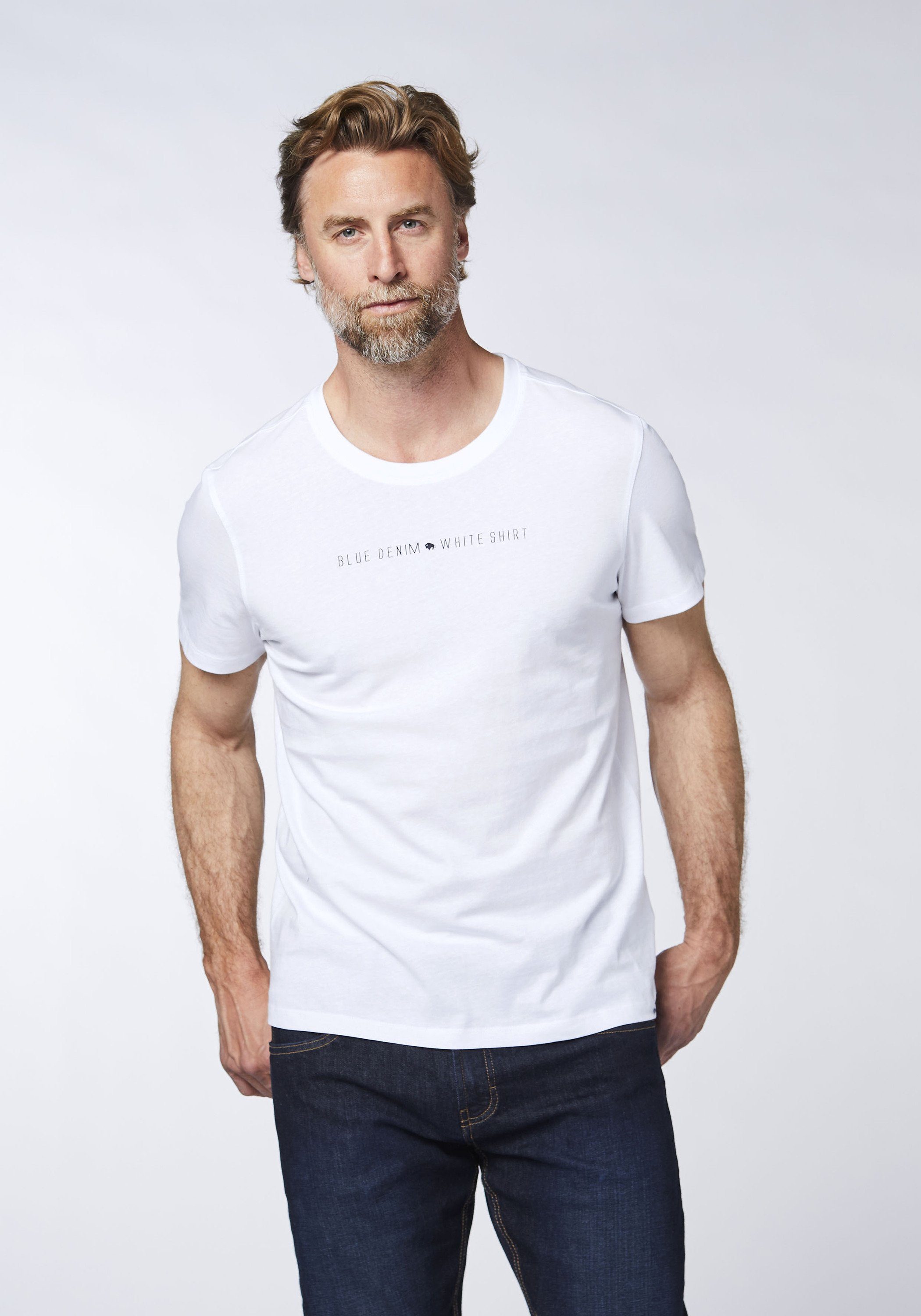 Sweatware White DENIM weicher Print-Shirt COLORADO Bright 11-0601 aus