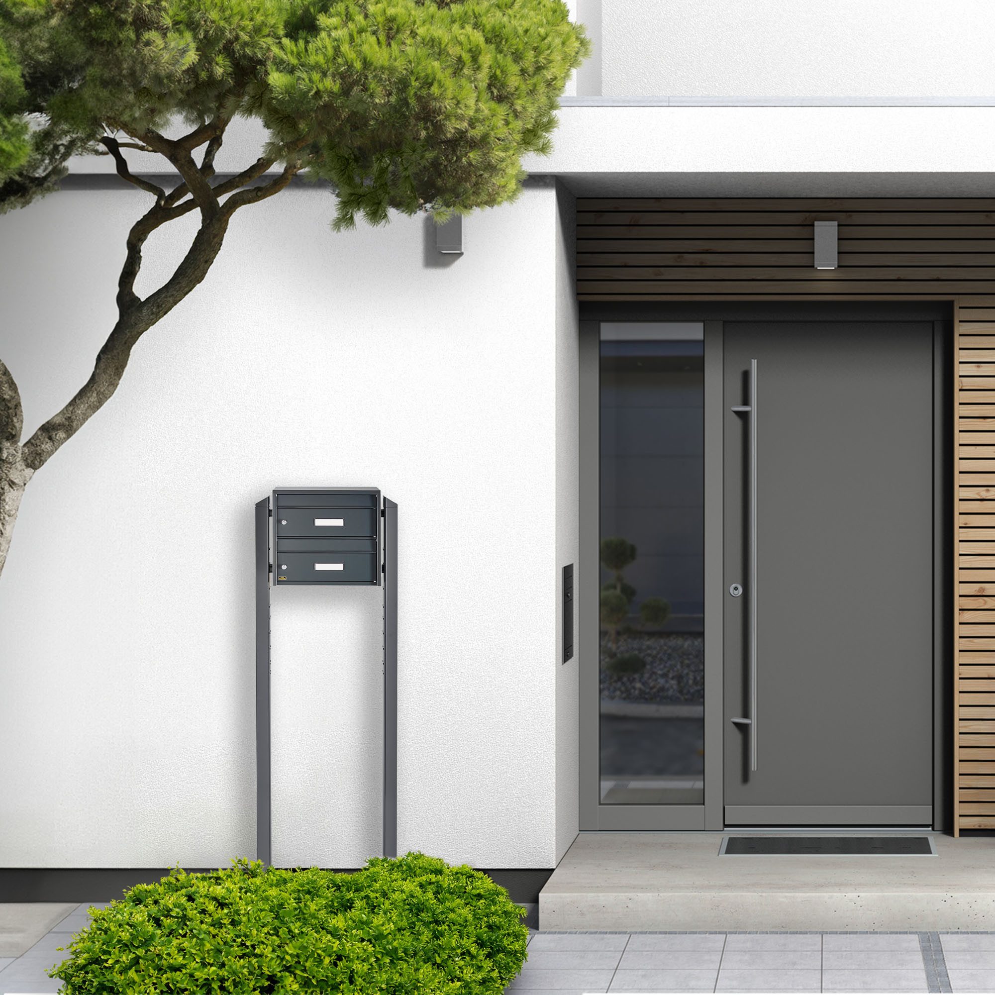 Burg Wächter Briefkastenanlage Doppelbriefkasten 2 Parteien anthrazit Briefkästen freistehend