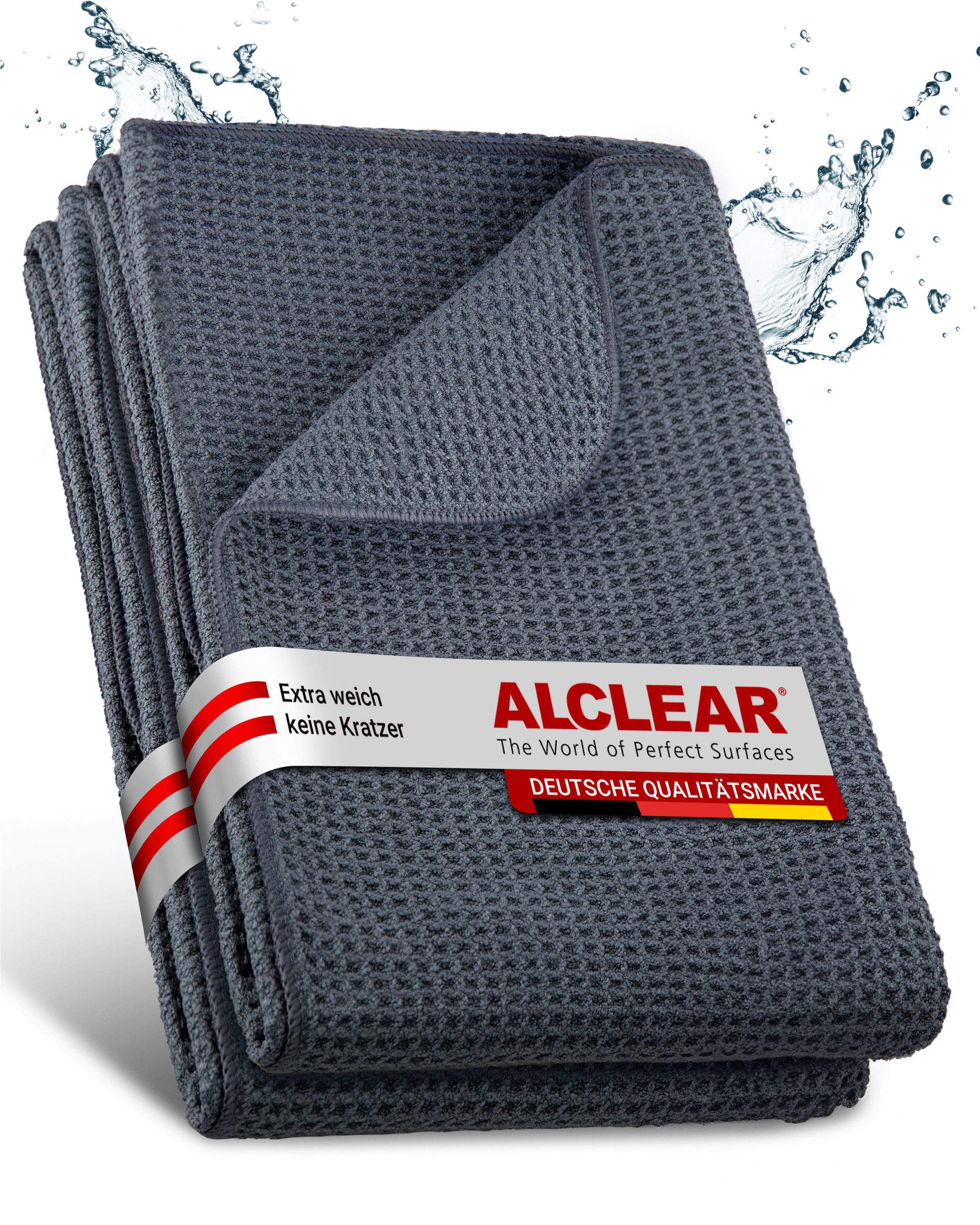 ALCLEAR 820901M_2 XXL Microfasertücher Trockenwunder 2 St. 80x55 cm, saugstark Mikrofasertuch (70% Polyester, 30% Polyamid, 55x80 cm)