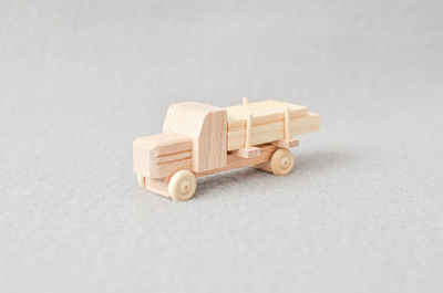 Spielzeug-Auto Holzspielzeug Lastenauto Langholz natur HxBxT 3,5x7,5x3cm NEU, Mit Langholz