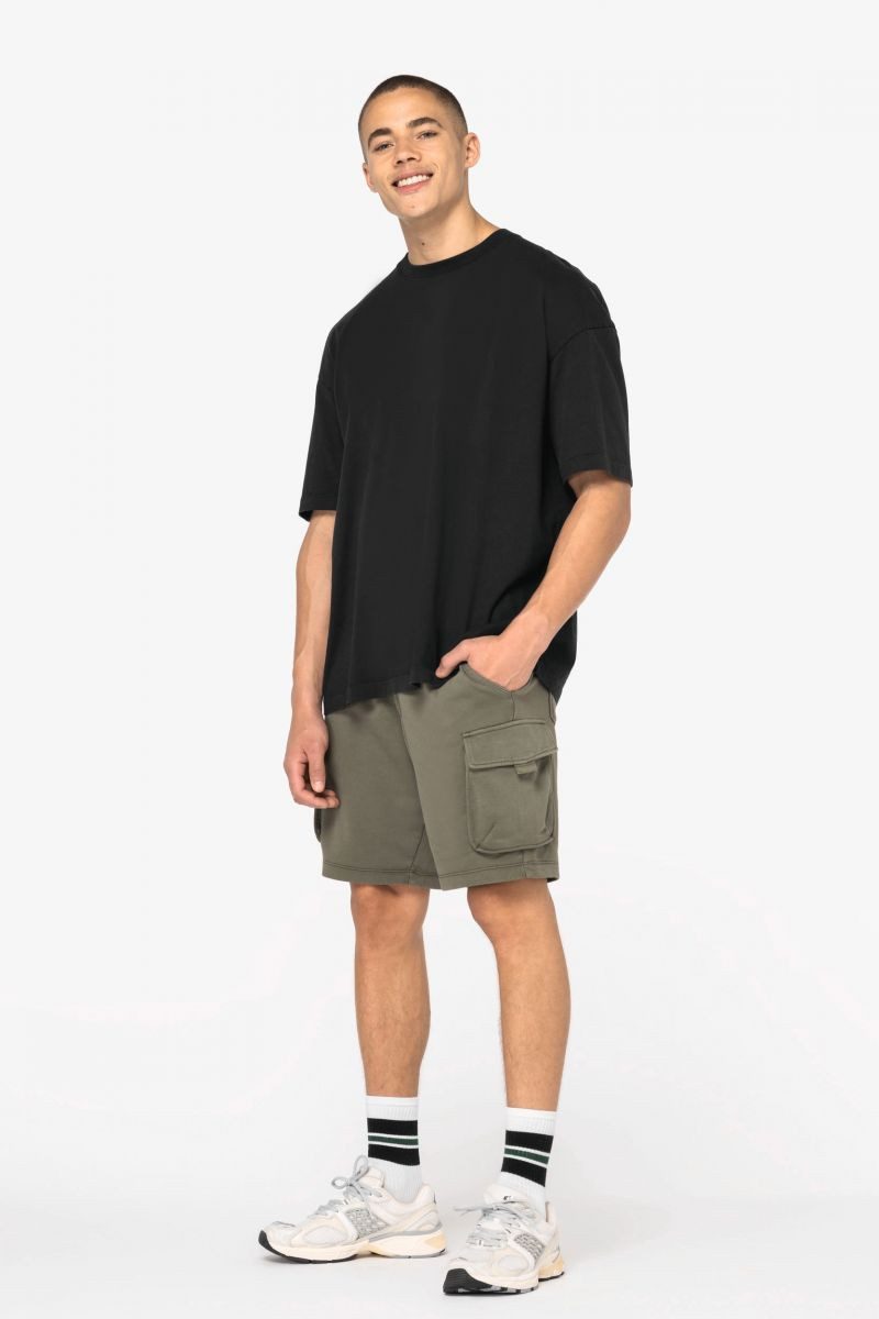 Native Spirit Shorts Umweltfreundliche ausgewaschene French Terry Cargo-Shorts