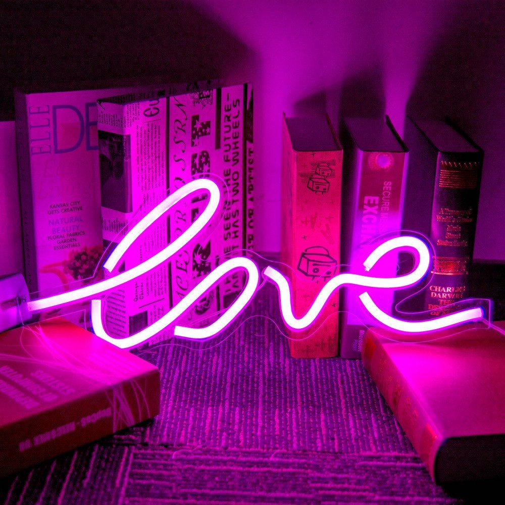 mit transparenter Nachtlicht, SMD2835 Lampe,Banane Neon Hello Love,Schlafzimmer LED USB Dekolicht Rosnek Acrylrückwand Herz Dream LED,