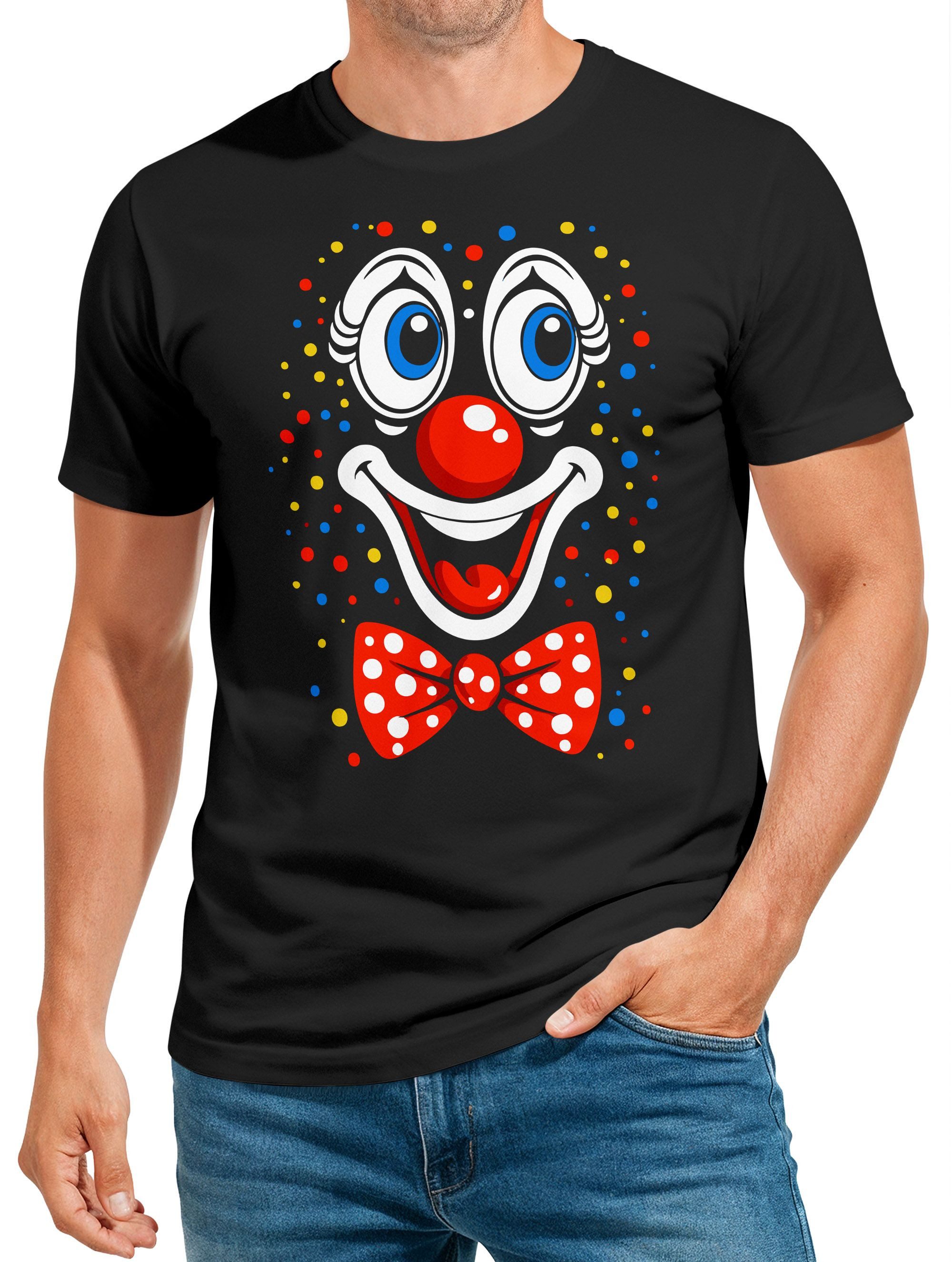 Print-Shirt Herren T-Shirt Fasching Karneval - Clowngesicht -Kostüm-Ersatz