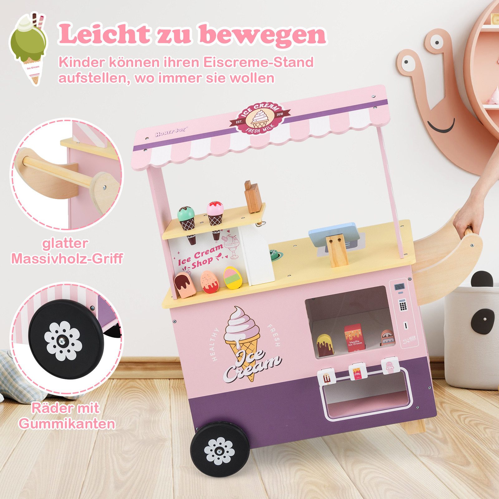 COSTWAY Kaufladen, Kaufmannsladen Holz mit Bildschirm