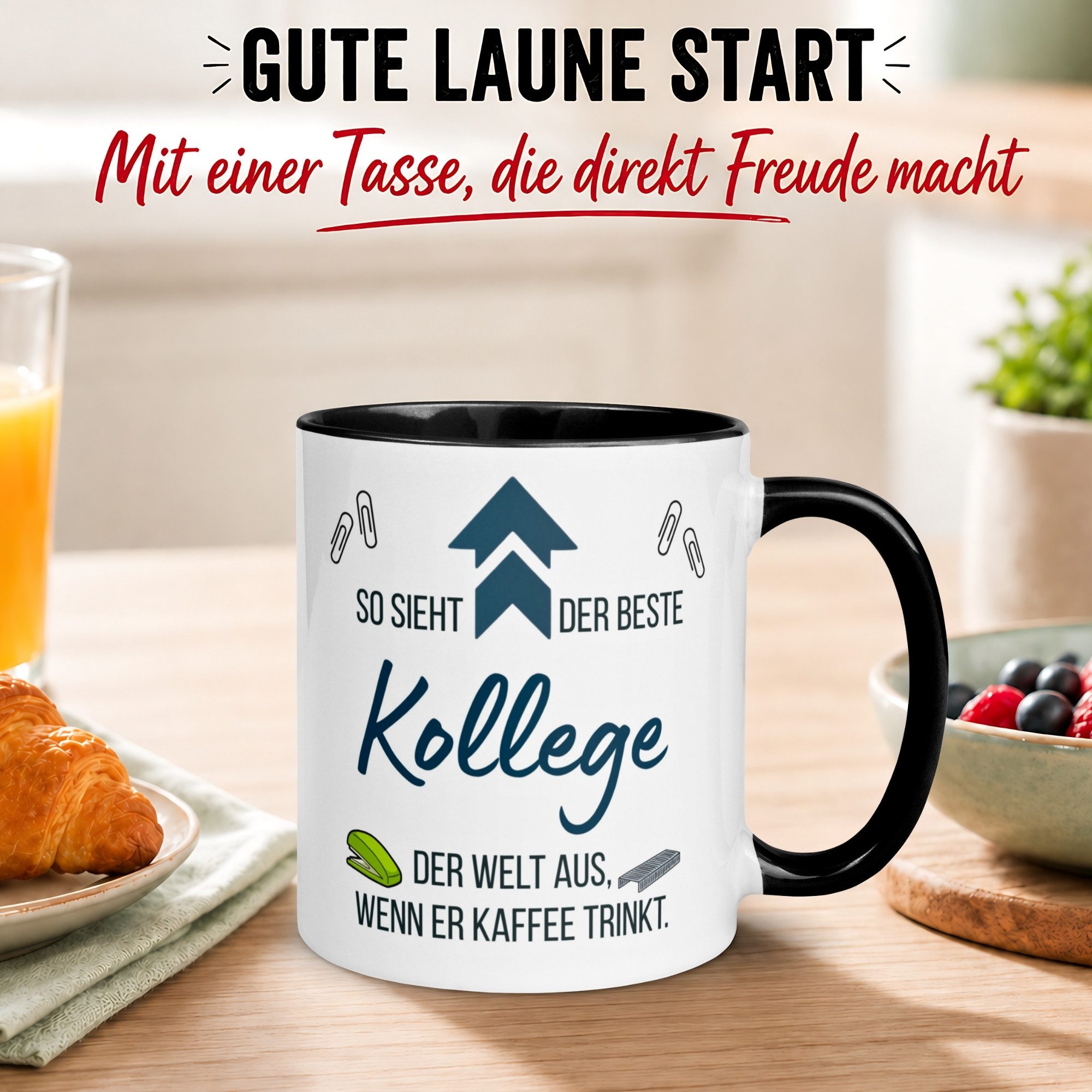 Momentals Tasse Kollege – So sieht der beste Kollege – Geschenk Bester Arbeitskollege, Gratis Versand · Links-&Rechtshänder · Spülmaschinenfest
