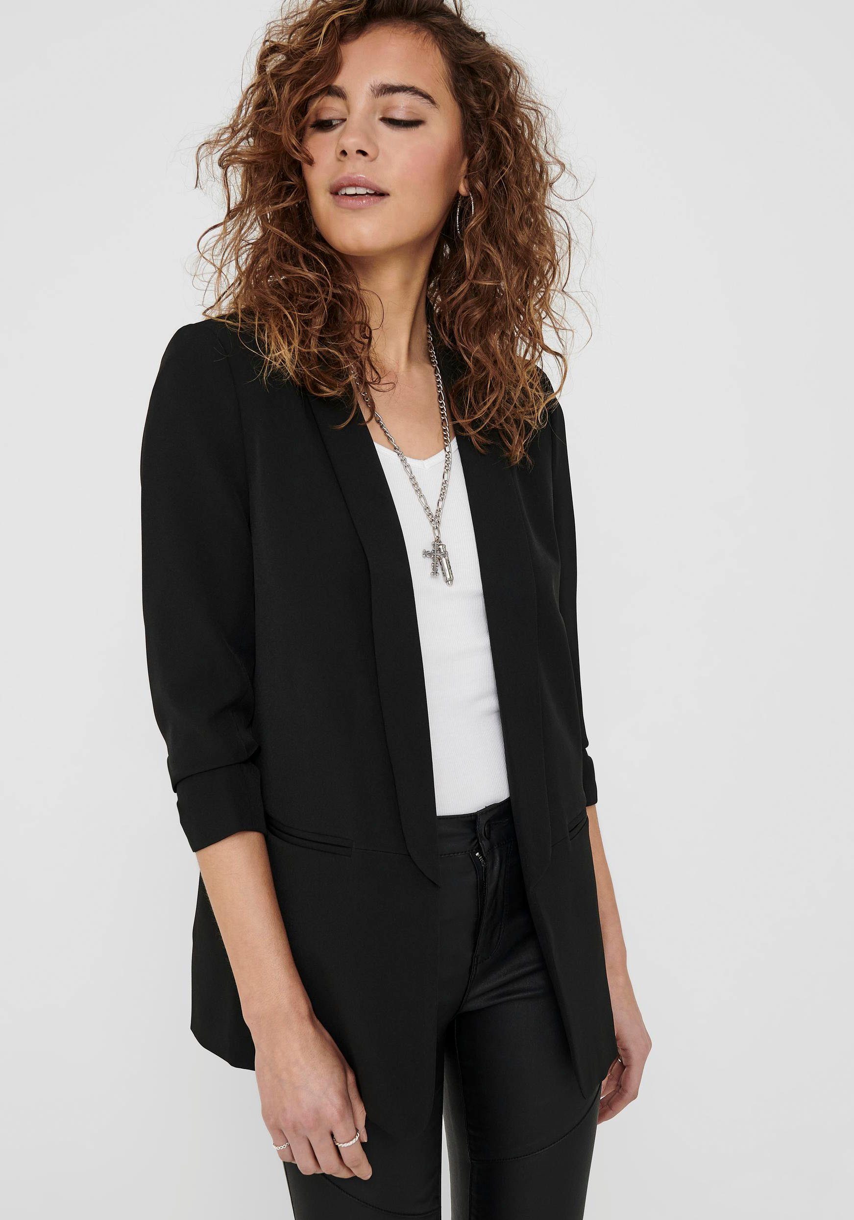 ONLY Kurzblazer ONLELLY 3/4 LIFE 3/4 TLR BLAZER NOOS Black Ärmel mit