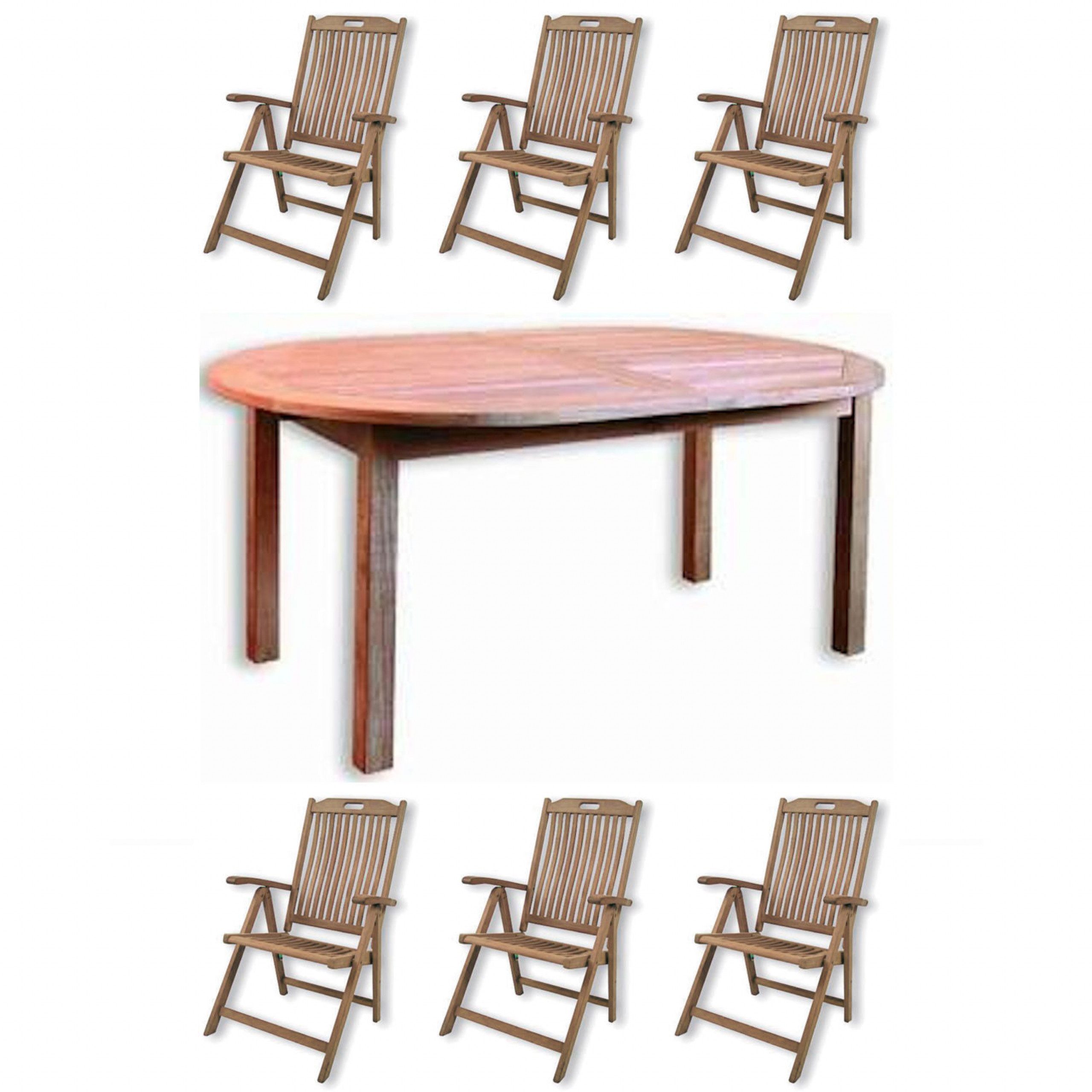 Inko Sitzgruppe Inko 7-teilige Teakholz-Sitzgruppe Timor & Bangkok oval