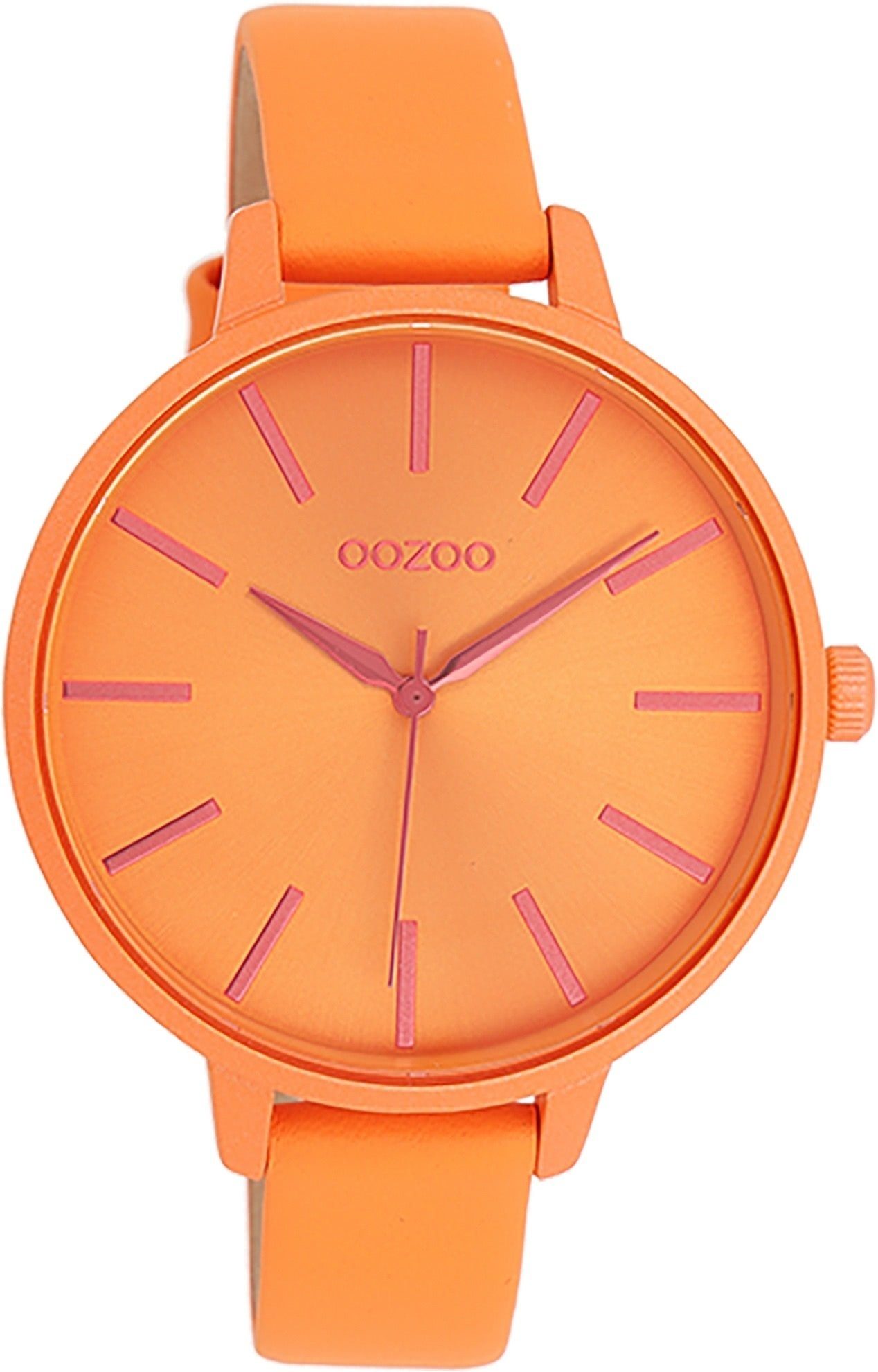 Damen (ca. OOZOO Analog, Oozoo Armbanduhr 42mm) Timepieces Fashion-Style Quarzuhr groß Damenuhr rund, Lederarmband,