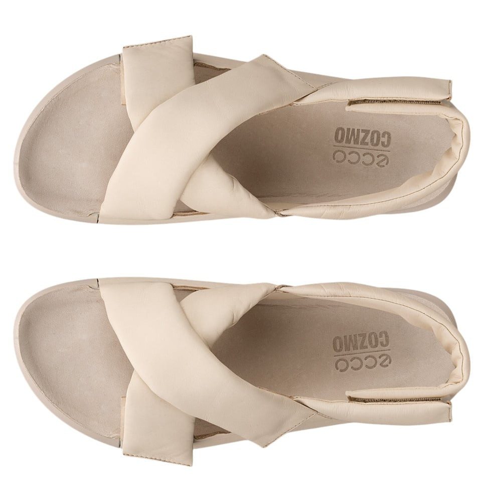 Ecco Cozmo Croos (Vollnarbenleder) beige Damen Sandale