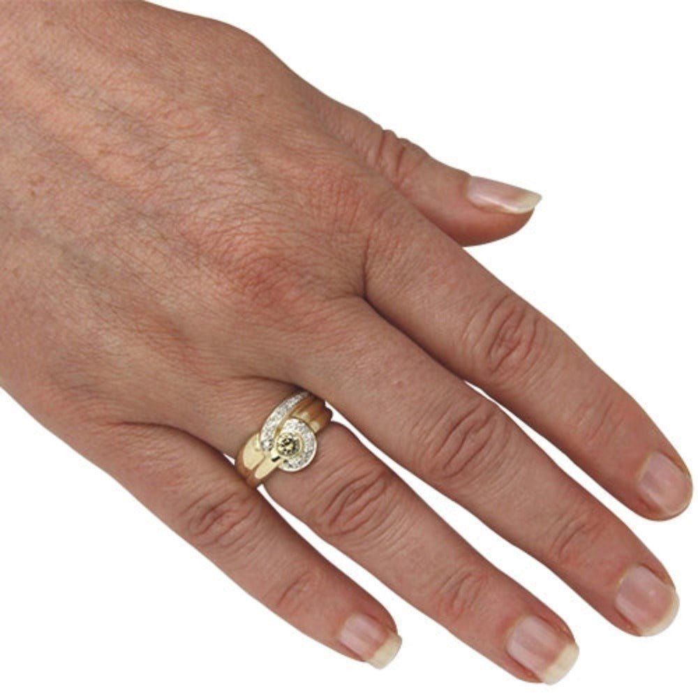 585 SKIELKA Goldring DESIGNSCHMUCK Weißgold aus 585), Ring "Bicolor" Diamant Deutschland Karat (Gelbgold hochwertige Goldschmiedearbeit / 0,34